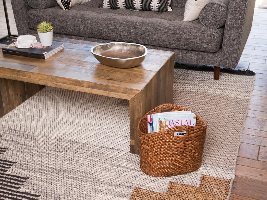 KOUBOO 1060135 La Jolla Oval Rattan Magazine Rack, Honey Brown
