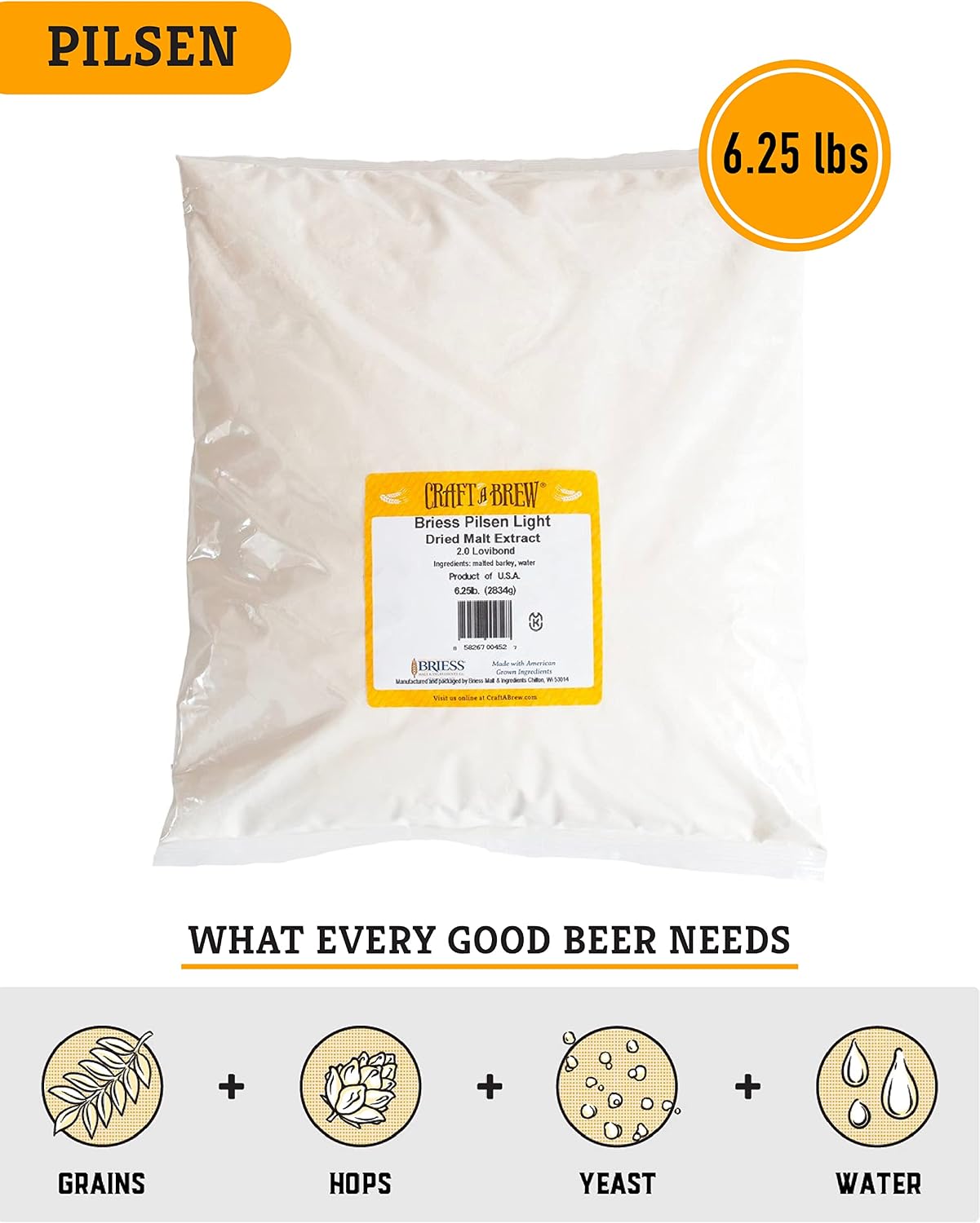 Craft a Brew - Dry Malt Extract for Brew Kit - All Purpose Base Extract - 1 Pound Bavarian Wheat - For Any Beer Style - Effective Fermentation