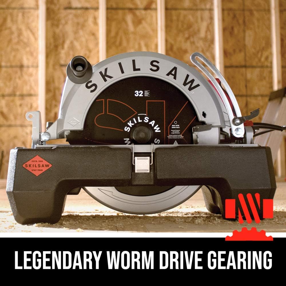 SKIL 16-5/16 In. Magnesium Worm Drive Skilsaw Circular Saw - SPT70V-11 | Cuts thick stock in one pass, square-cut footplate, brass gearing