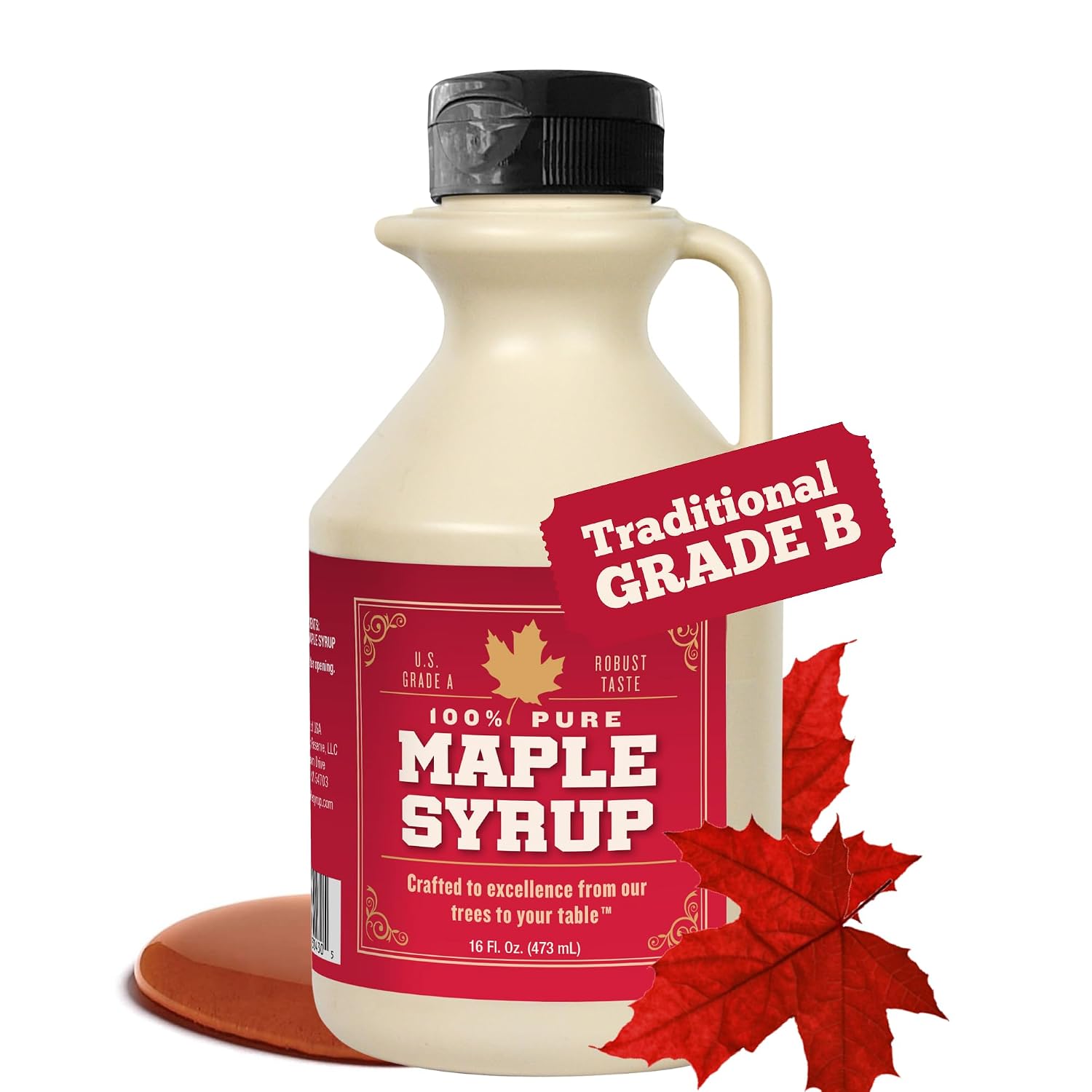 Grade B Maple Syrup 32 Oz Jug – 100% Pure Maple Syrup (Now Grade A Dark) Bold