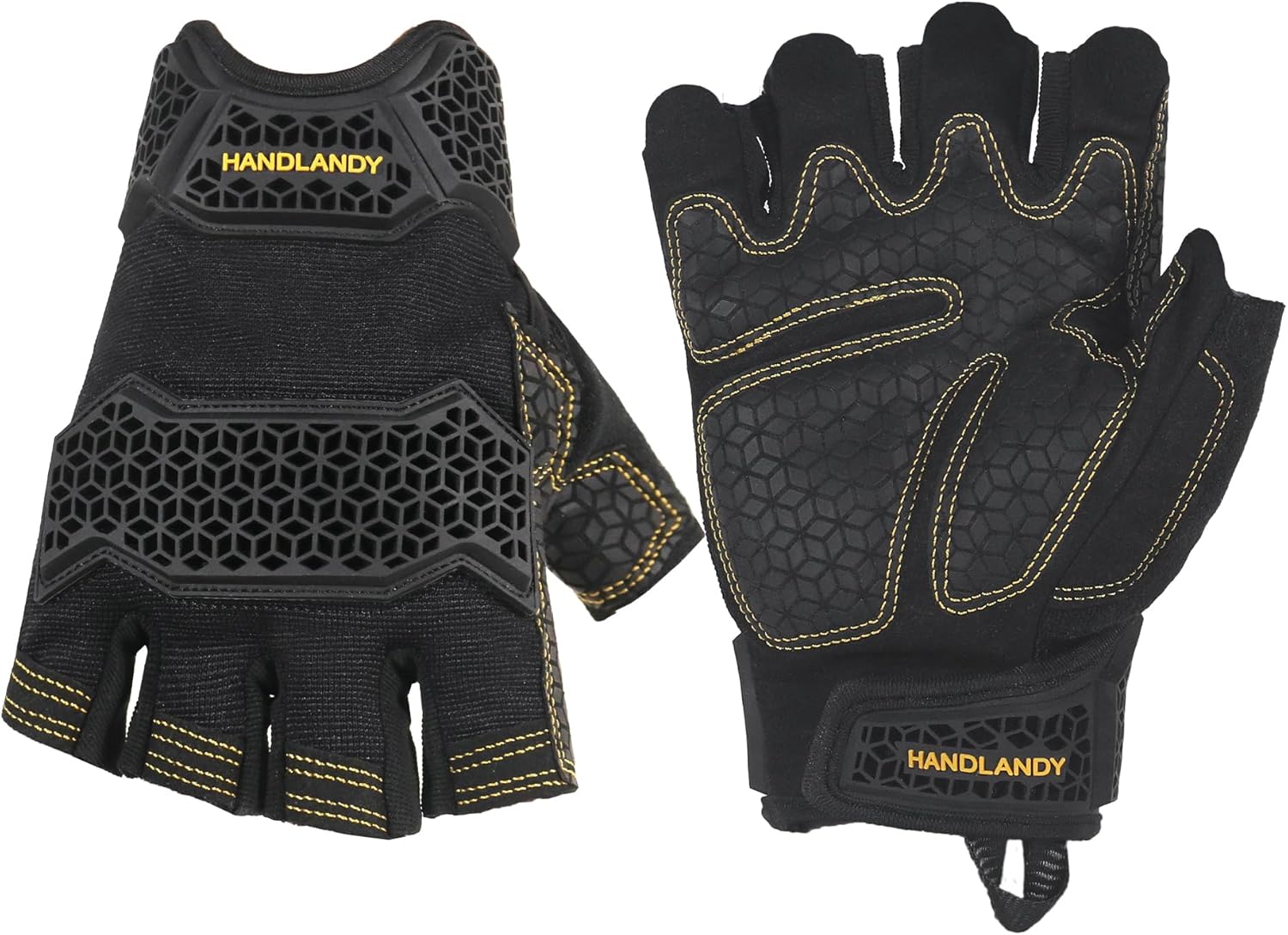 HANDLANDY Framer Work Gloves Open-Finger Carpenters Gloves, Fingerless Gaming Gloves for Tactical Shooting, Airsoft, Hunting, Police Work and Hiking L