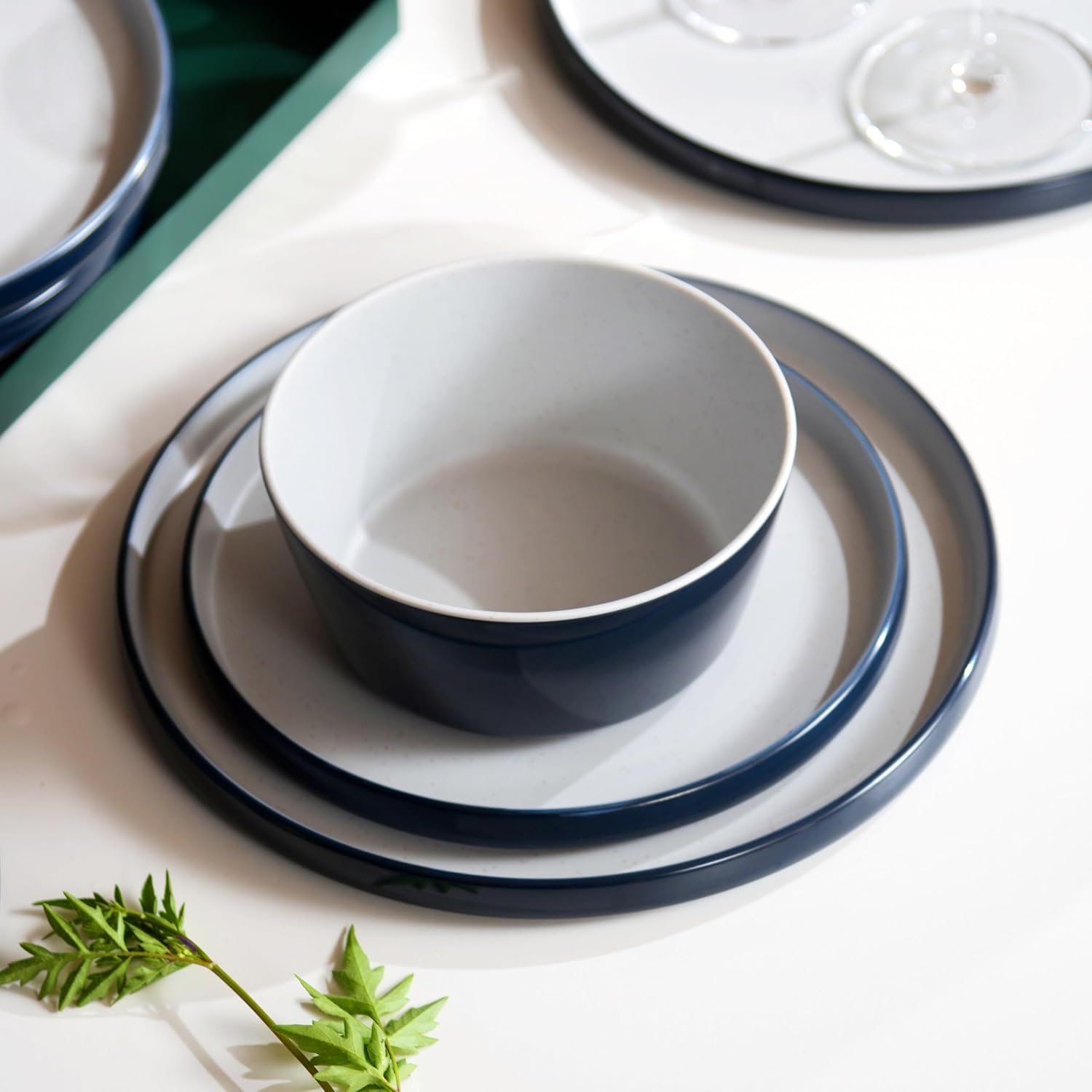 Melamine Dinnerware Sets, Plates and Bowls Sets 12 Pcs, Melamine Plates, Dish Set for 4, Unbreakable Dinnerware Set for Party, BPA Free