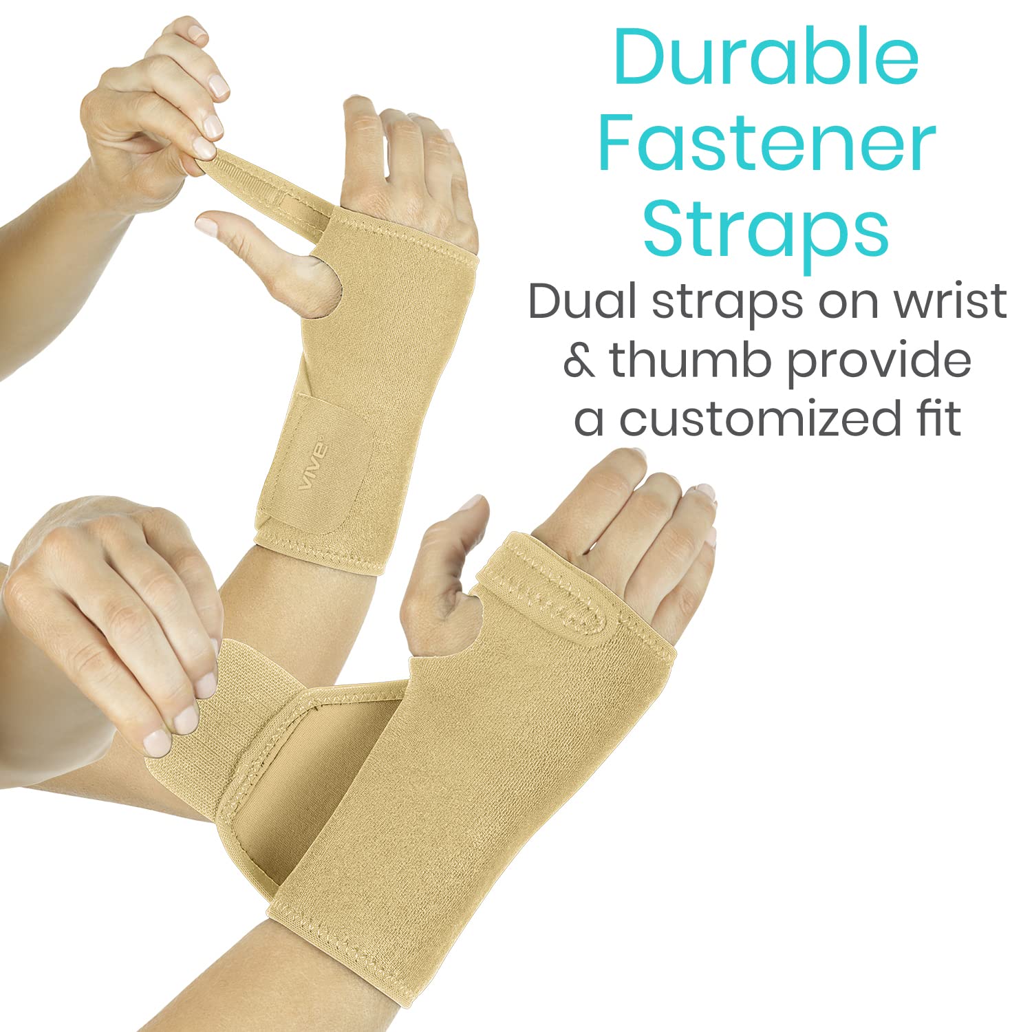 Vive Wrist Brace - Carpal Tunnel Hand Compression Support Wrap for Men | Women, Tendinitis, Bowling, Sports Injuries Pain Relief - Removable Splint - Universal Ergonomic Fit (Black, Right)