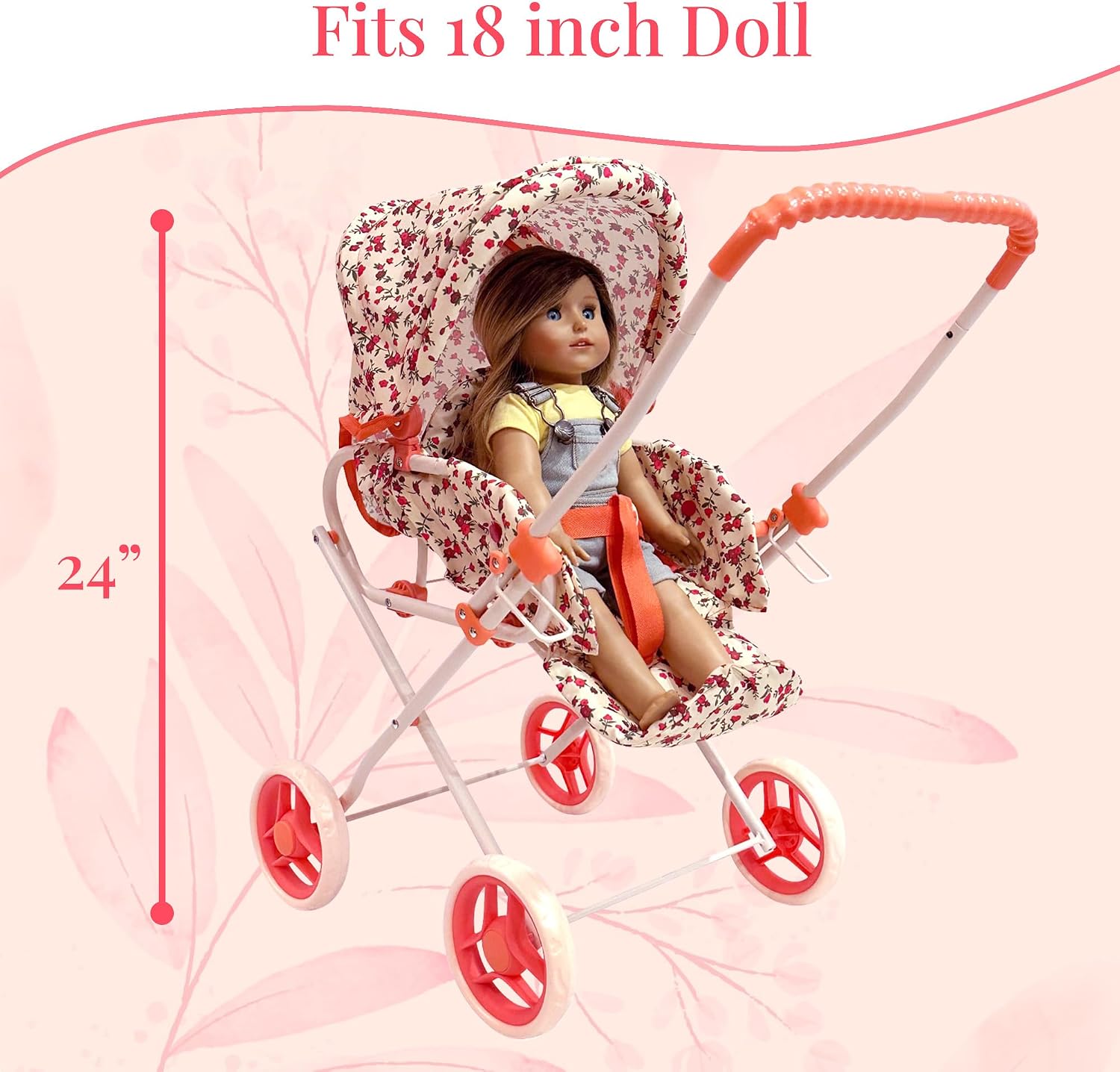 Baby Doll Stroller Play Set, 3-in-1 Babydoll Stroller with Removable Bassinet Baby Carriage for Dolls Toy Doll Stroller for Toddlers 3-4 Years,
