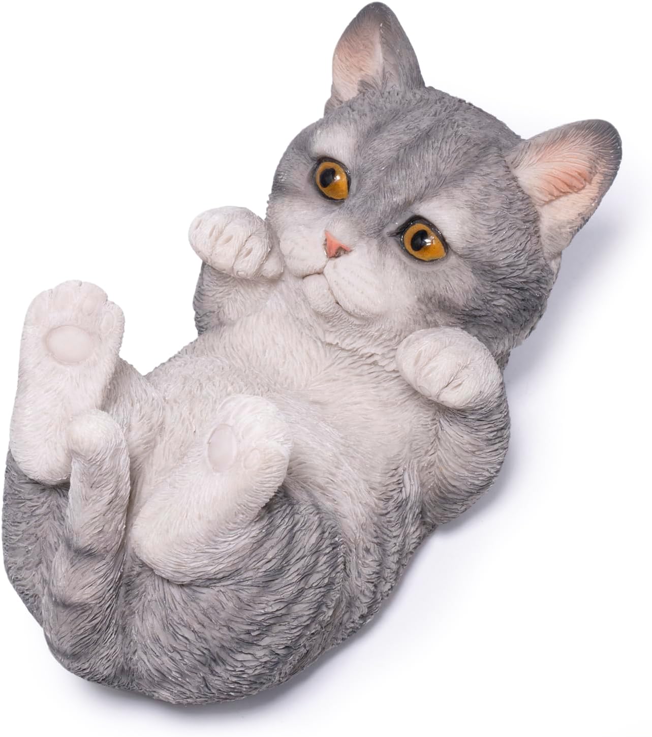 Hodao Cute Cat Phone Stand, Gray Kitten Cell Phone Holder for Desk, Resin Animal Figurine Stand for iPhone and Samsung, Vertical or Horizontal Viewing