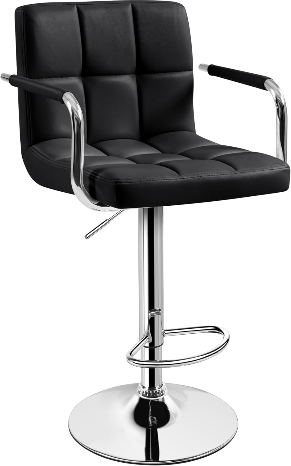 Yaheetech Bar Stools Set of 2, Swivel with Backs, Adjustable Height, White | 360° Swivel Barstools Feature Padded PU Leather Seats, Supportive Backs, 300 lb Capacity for Kitchen Islands