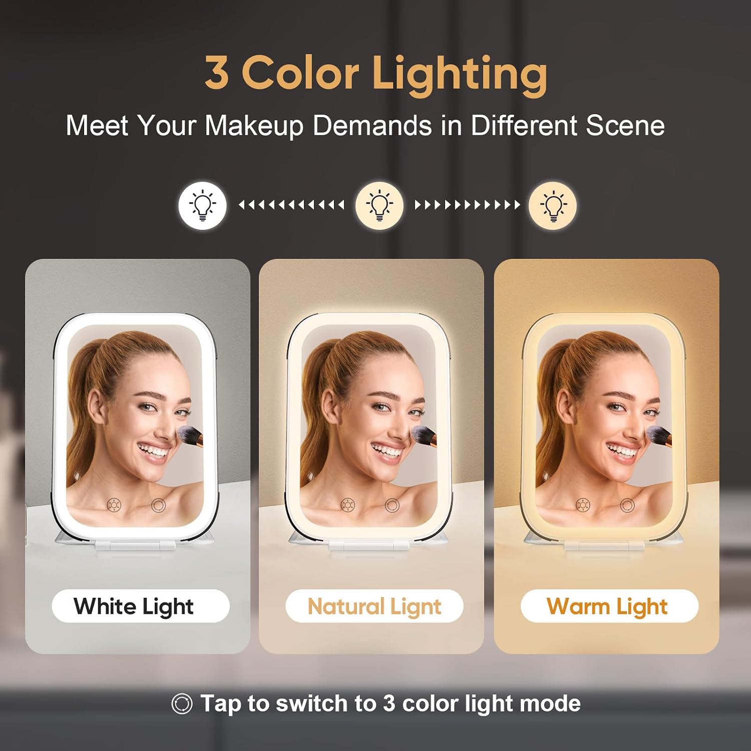 FUNTOUCH Rechargeable Travel Makeup Mirror with 72 Led Lights