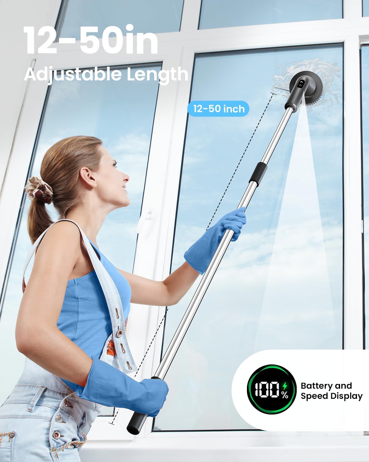 Electric Spin Scrubber, Upgraded IPX7 Cordless Cleaning Brush for Bathroom Shower, Household Cleaning Scrubber with 7 Brush Heads