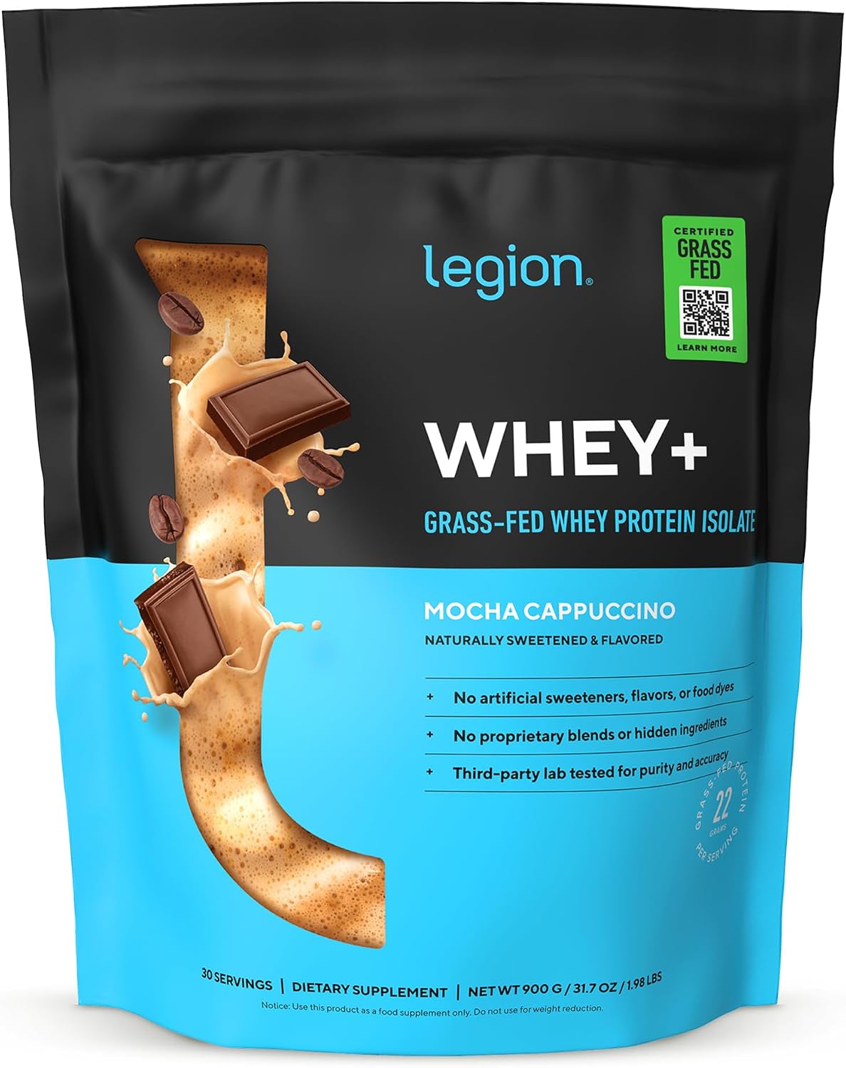LEGION Whey+ Protein Whey Isolate from Grass Fed Cows (French Vanilla, 30 Servings) - Whey Protein Isolate Powder, Low Calorie, Non-GMO, Sugar Free, Lactose and Gluten Free, All Natural Protein Powder
