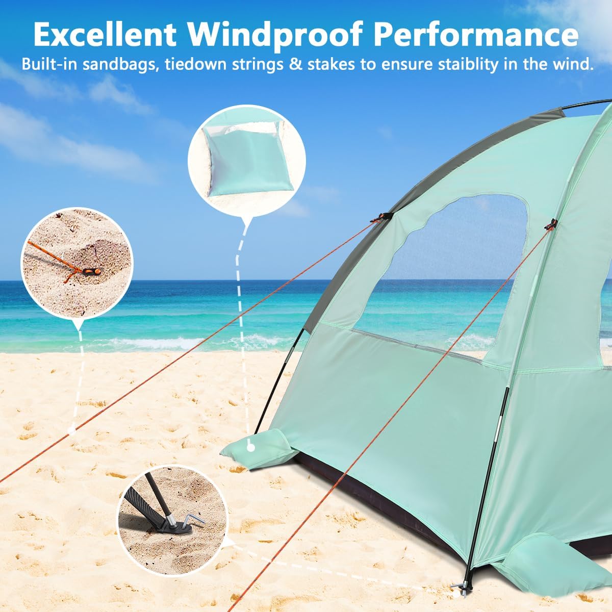 NXONE Beach Tent Sun Shelter, UPF 50+ UV Protection, Easy Setup
