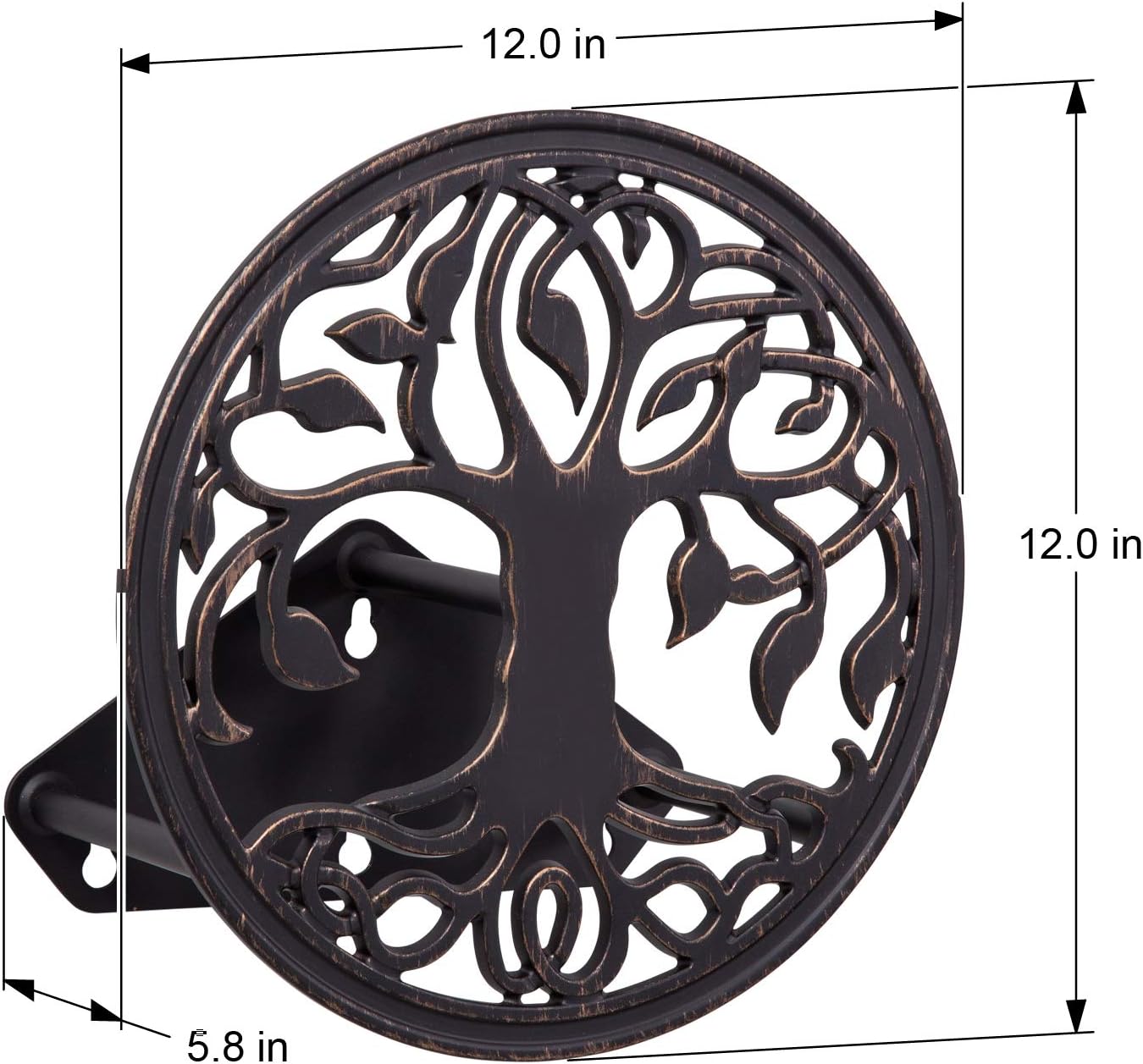 Liberty Garden 671 Wall Mount Decorative Garden Hose Butler, Holds 125-Feet of 5/8-Inch Hose - Patina