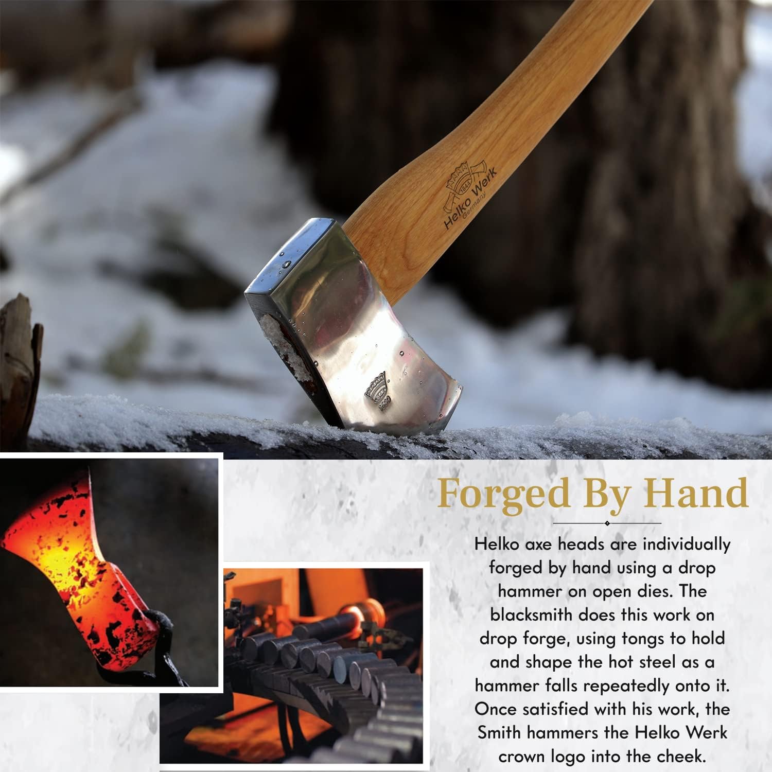 1844 Helko Werk Germany Classic Expedition Felling Axe (10497) | Made in Germany Large Felling Axe for Heavy Duty Felling Trees Cutting Wood and Timber Head 4.5lb, Handle 35 inches
