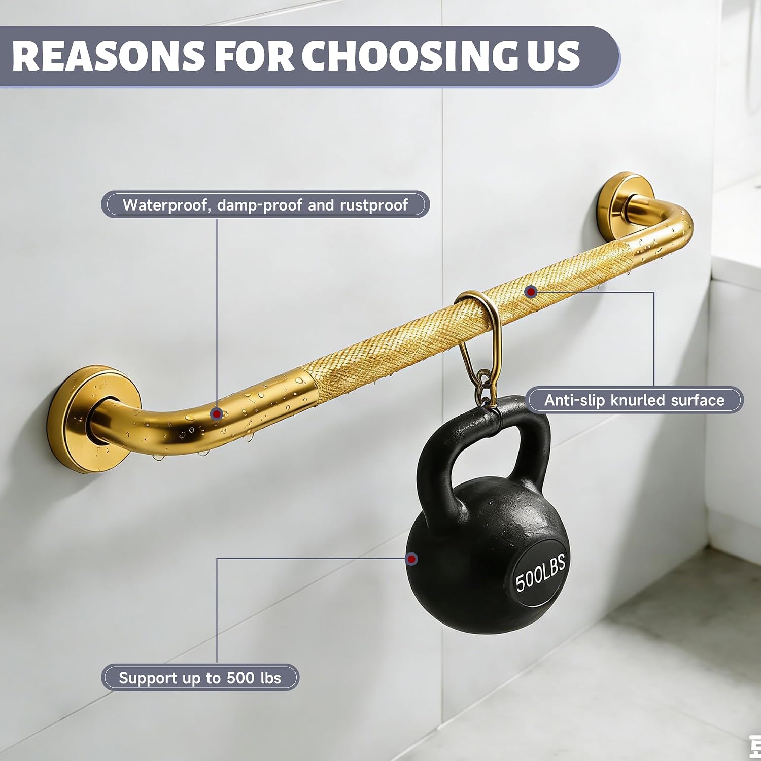 12 Inch Shower Grab Bar 1.25" Dia,Brushed Nickel Anti Slip Bathroom Grab Bar, 304 Stainless Steel Knurled Handicap Grab Bars, Safety Support Handrail,Bath Shower Handle for Elderly Injury Senior
