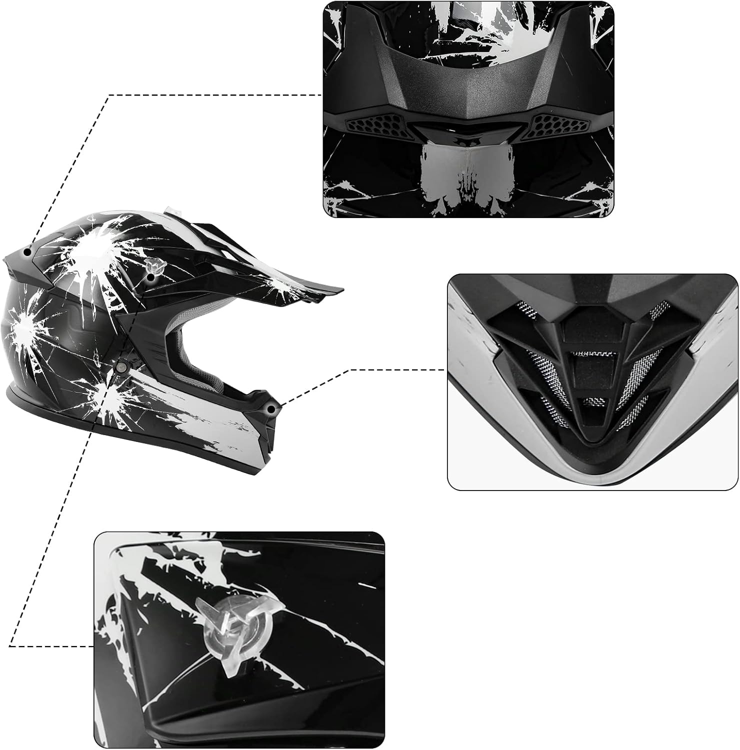 Kids Dirt Bike Helmet Youth Motorcycle Helmet DOT-Certified Full Face Helmets for Motocross ATV Off-Road Street Bike with Goggles & Gloves, Blue Flame Medium | Motorcycle Riding Gear included Goggles & Gloves, Ultra-Lightweight, For ATV UTV Off-Road, Blu…