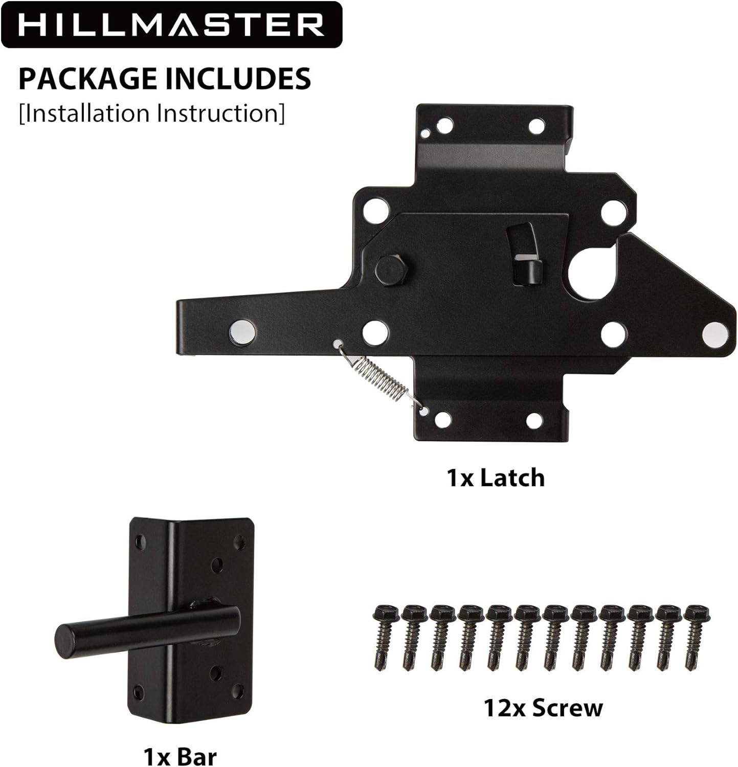 HILLMASTER Heavy Duty Self-Locking Gate Latch for Wooden Fence, Post Mount Automatic Gate Lock Gravity Door Latch Hardware for Secure Pool