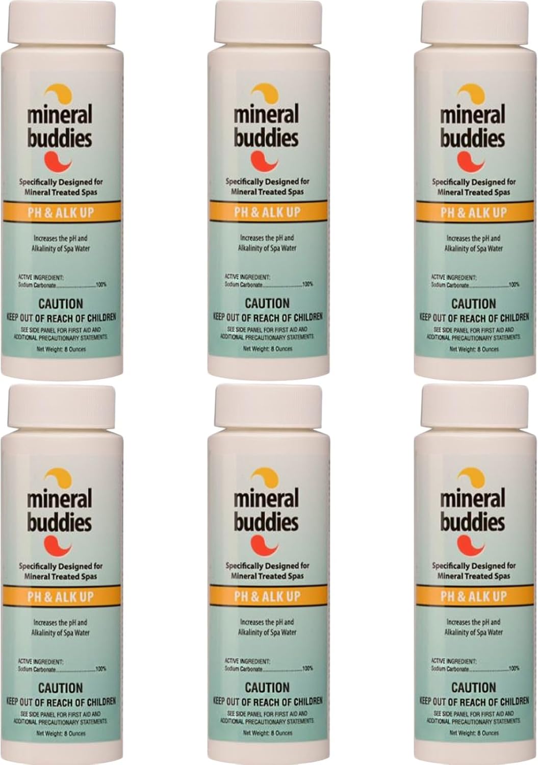 Mineral Buddies® Hot Tub pH and Alkalinity Spa Up 8oz – 6 Pack - for Hot Tubs and Spas - pH and Alkalinity Increaser – 3lbs