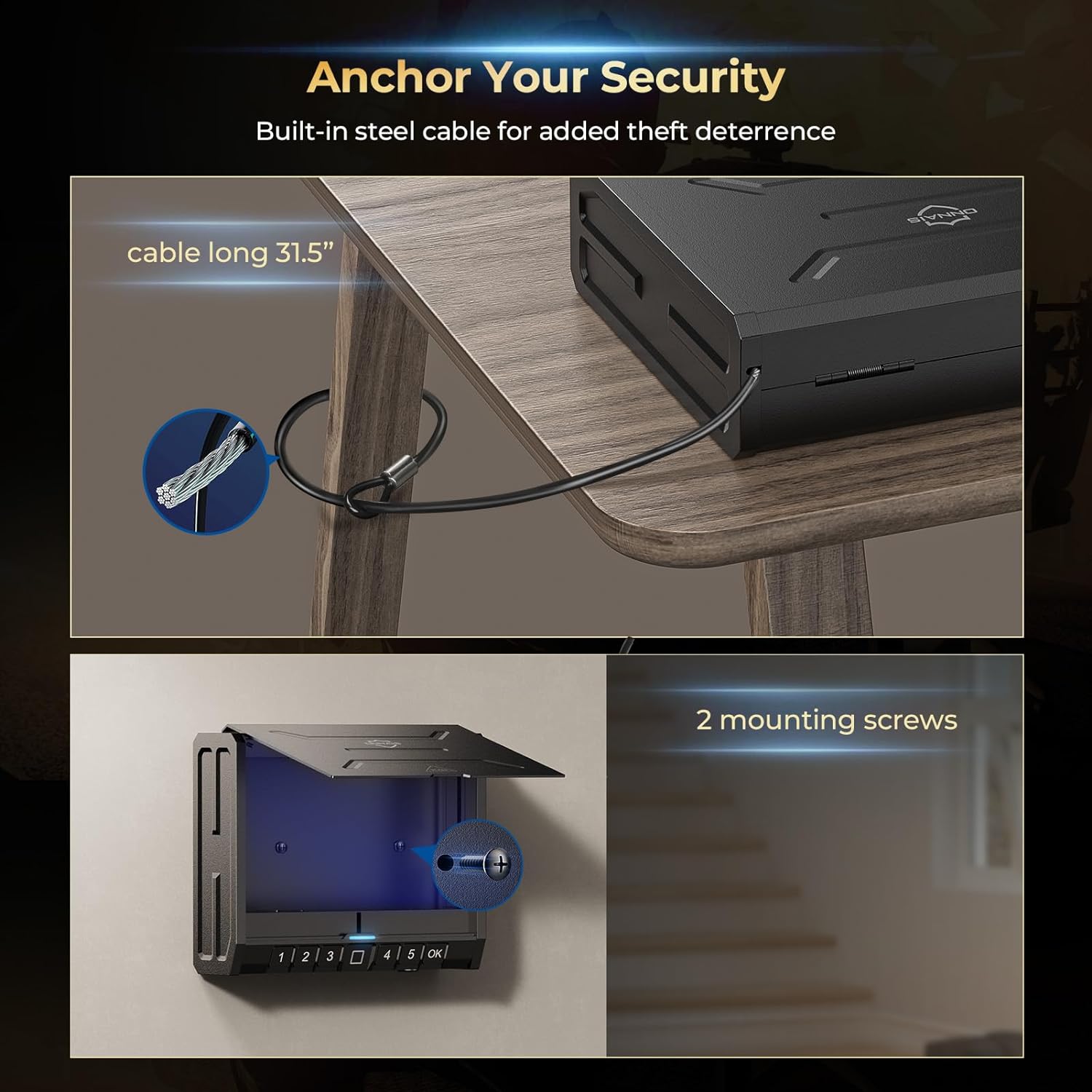 ONNAIS Iron SE Biometric Gun Safe for Handgun with Fingerprint Keypad Lock