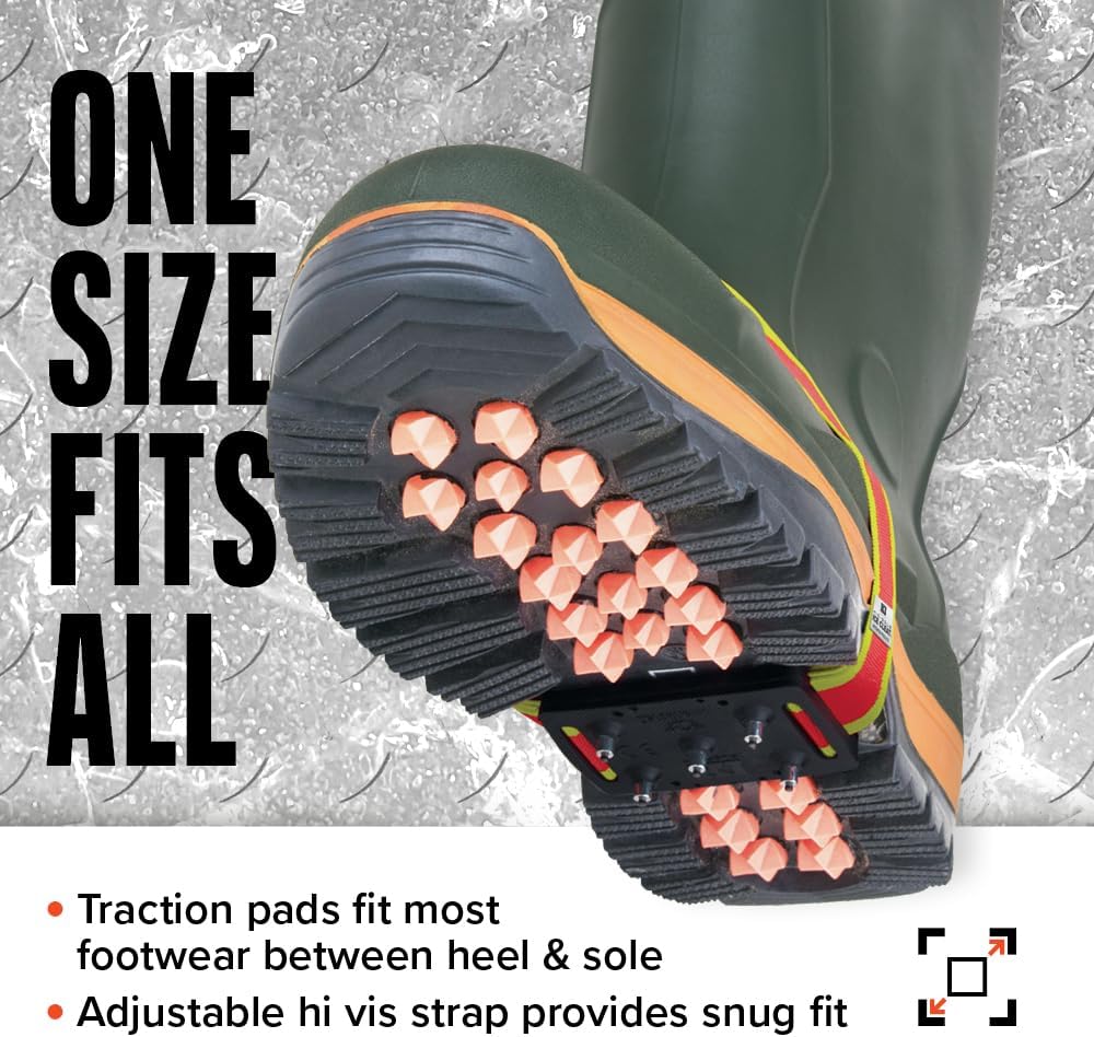 K1 Mid-Sole Ice Cleats for Men & Women - Rotatable Traction Aids For Winter Snow - Hi Vis - Low Profile