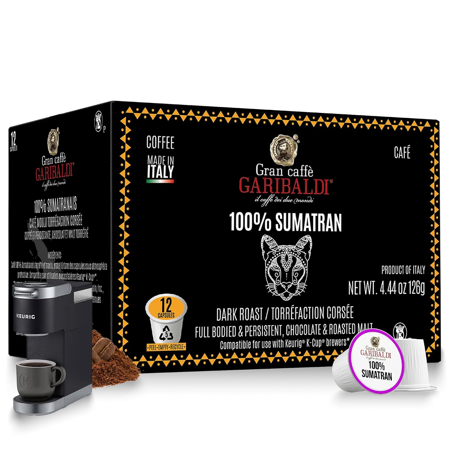Caffè Garibaldi Colombian Coffee Pods for Keurig K-Cup Brewers, 12 Count