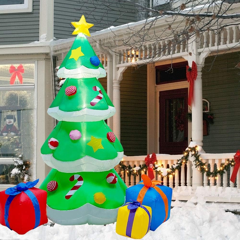 DR.DUDU 7 FT Christmas Tree Inflatable Outdoor Decorations with Led Lights