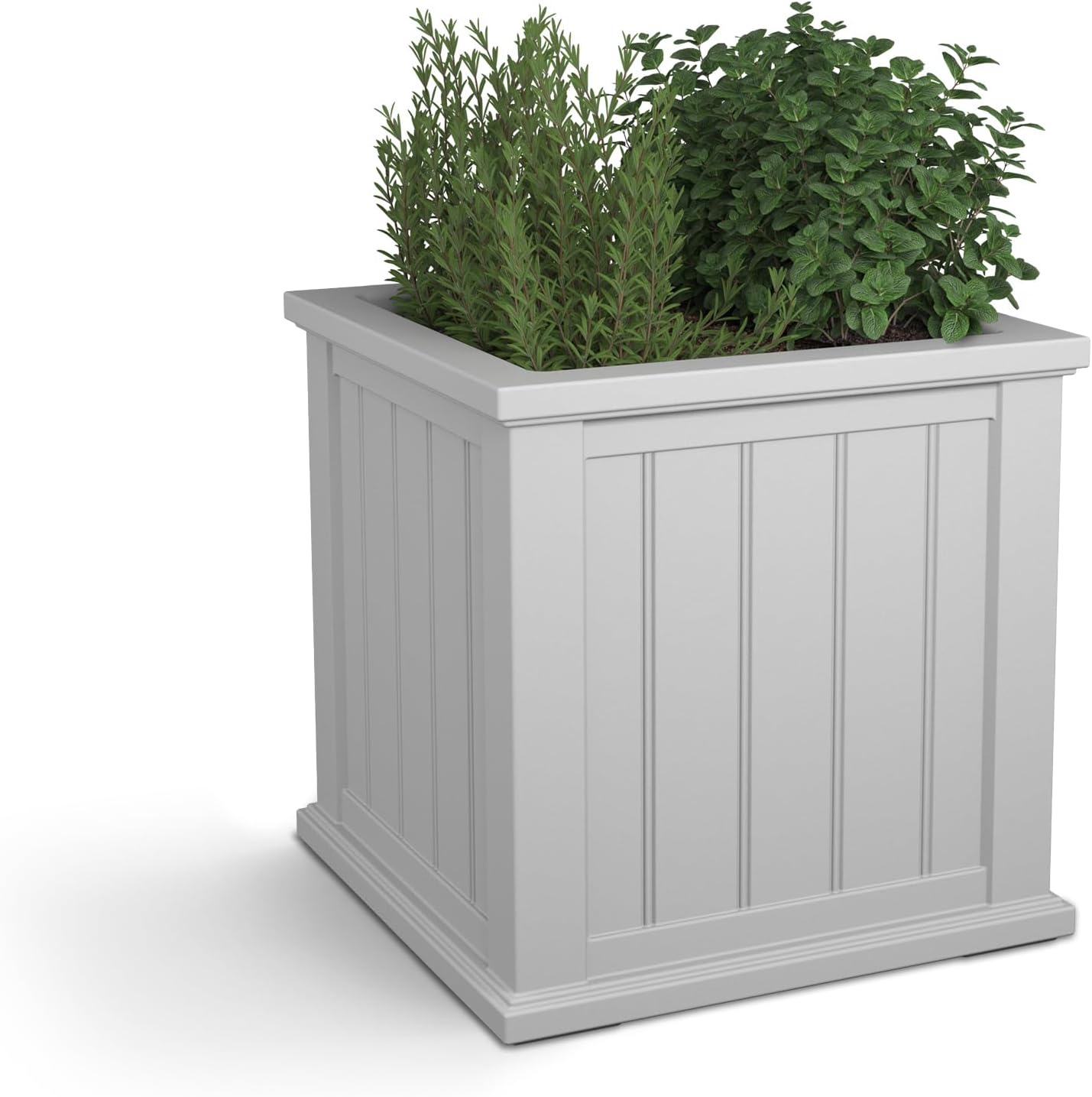 Mayne 4838-W Cape Cod 20x20 Square Polyethylene Planter, 20" x 20", White | Self-watering, All season, Fade resistant, Double-wall design