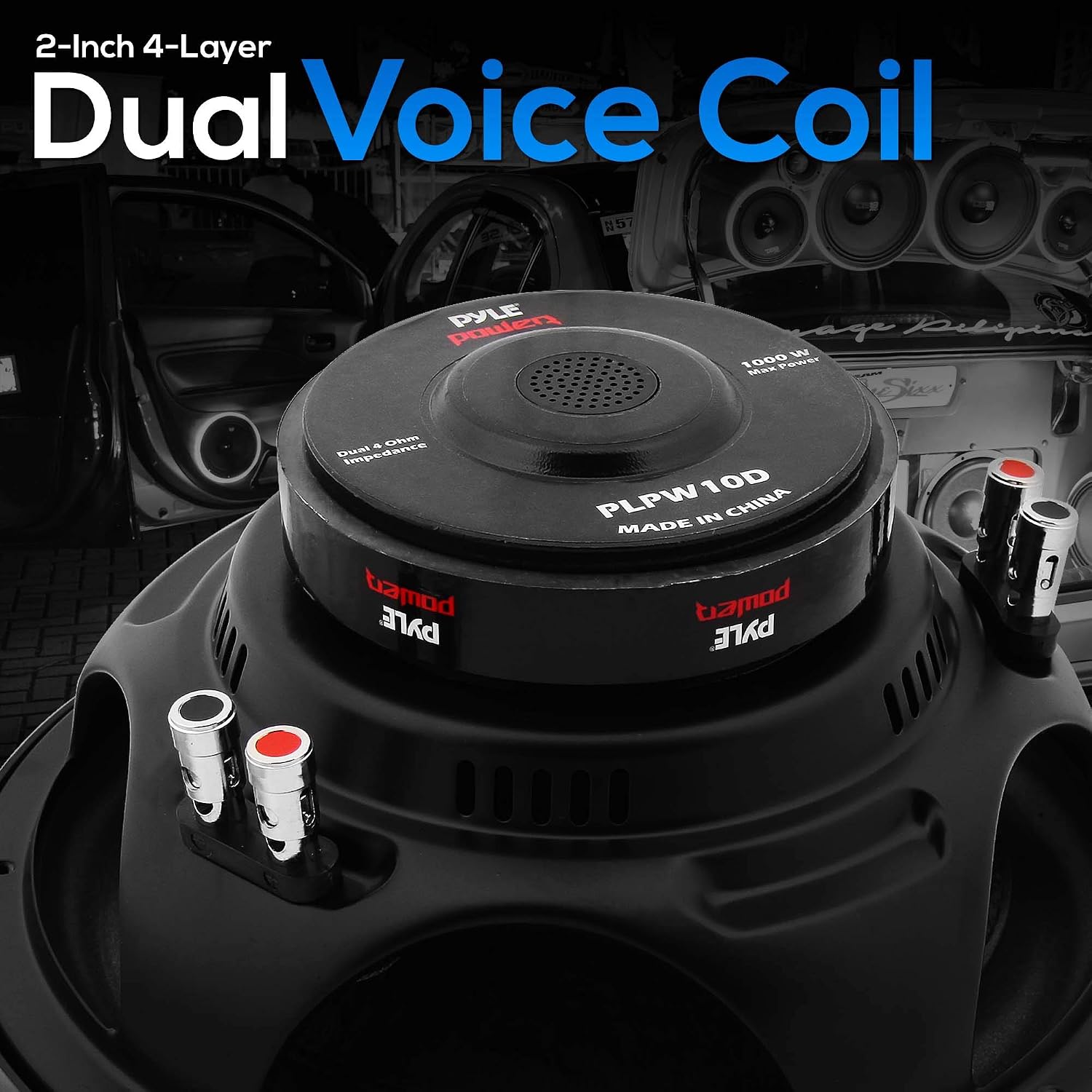 Pyle 8" Car Subwoofer Speaker - 800 Watt Dual 4 Ohm Voice Coil, Treated Foam Surround, Non-Pressed Paper Cone, 60oz Magnet - Powerful Vehicle Audio Bass Woofer for Car Stereo Systems - PLPW8D (Black)