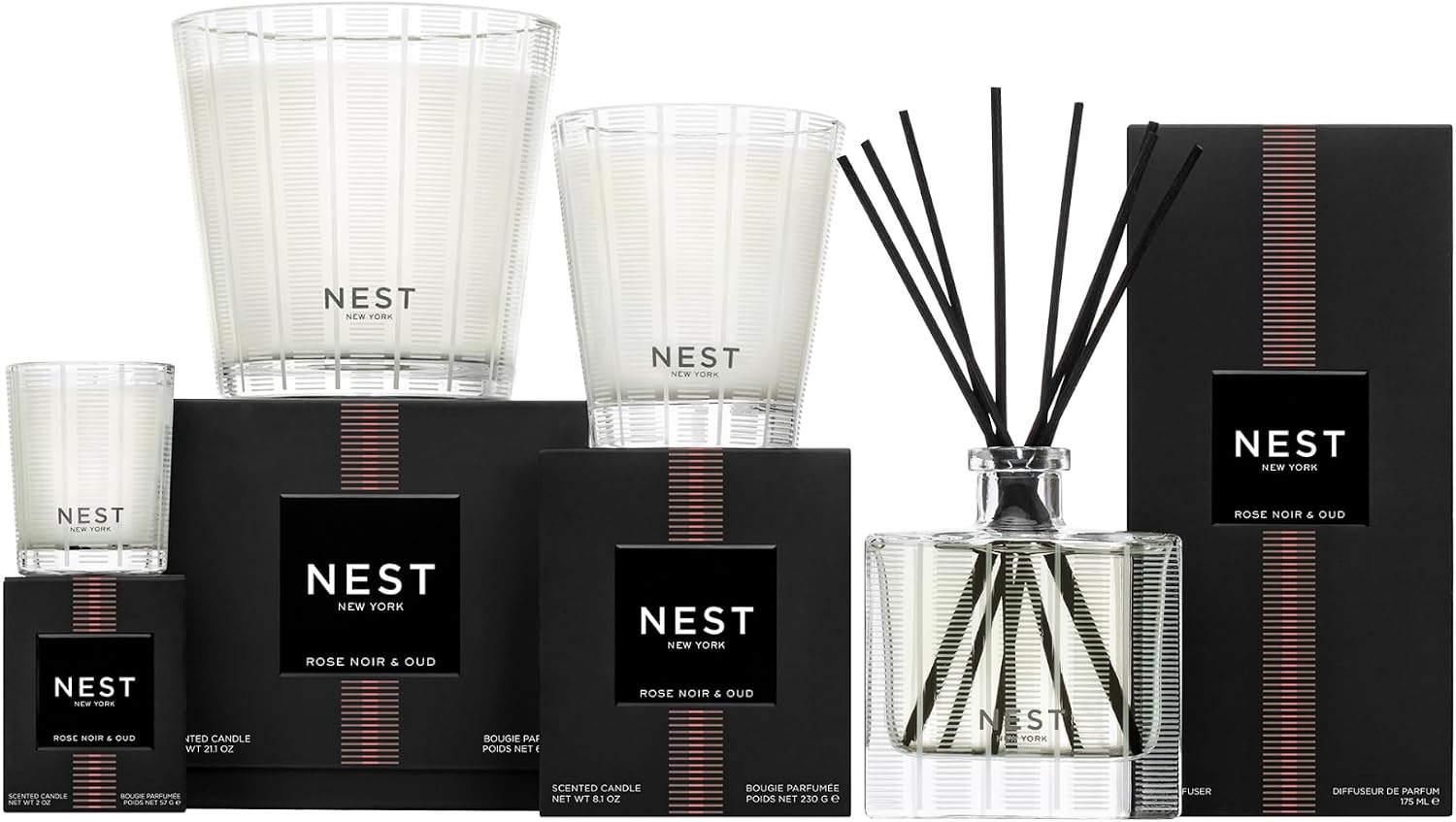 NEST New York Scented Classic Candle, Grapefruit - 8.1 oz - Up to 60-Hour Burn Time - Reusable Glass Vessel
