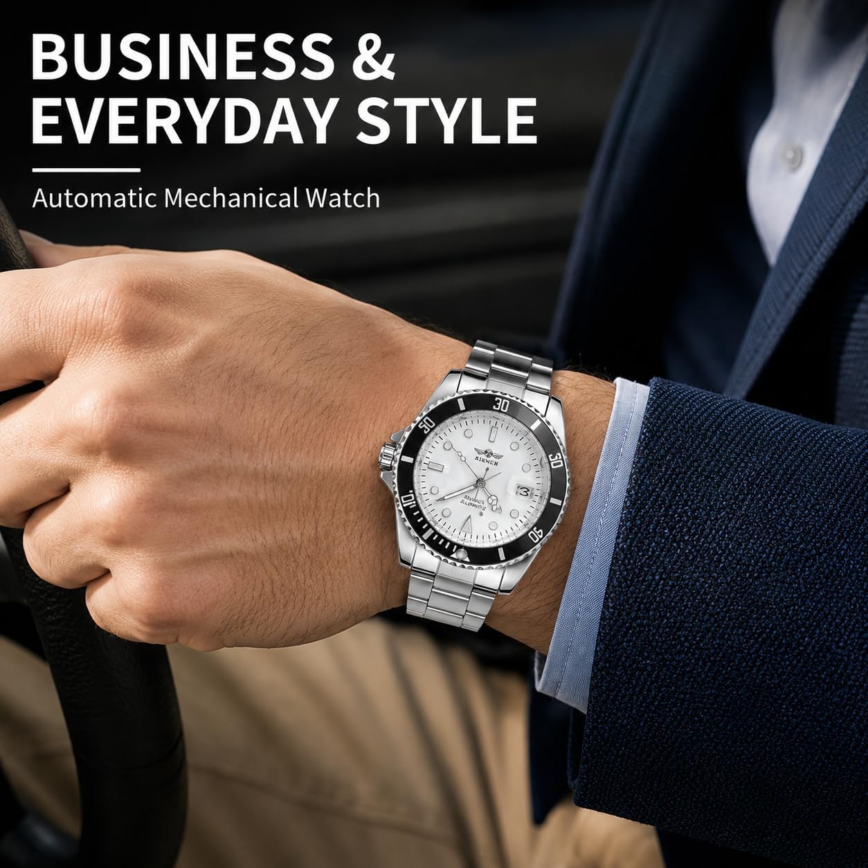 MASTOP Mens Automatic Mechanical Watches Stainless Steel Waterproof Luxury Watch for Men Reloj Automático para Hombre