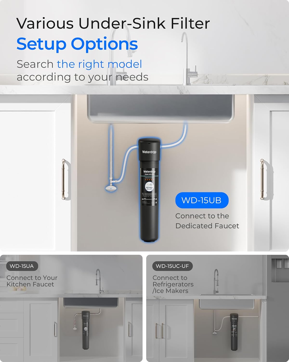 Waterdrop 10UB Under Sink Water Filter System with Dedicated Faucet