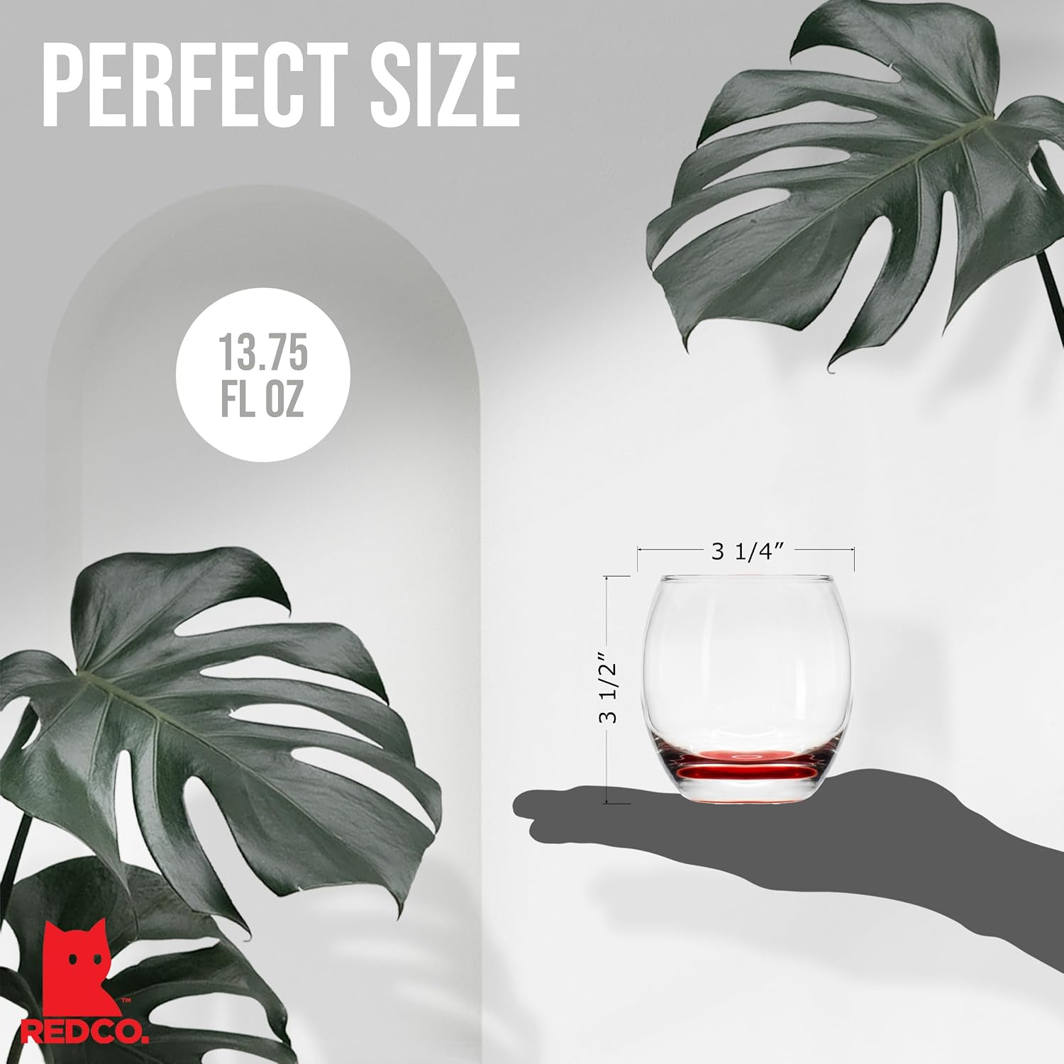 Red Co. Large 16 oz Multicolored Drinking Glass Set of 6 for Water, Beverage, Cocktail, Mixed Drinks