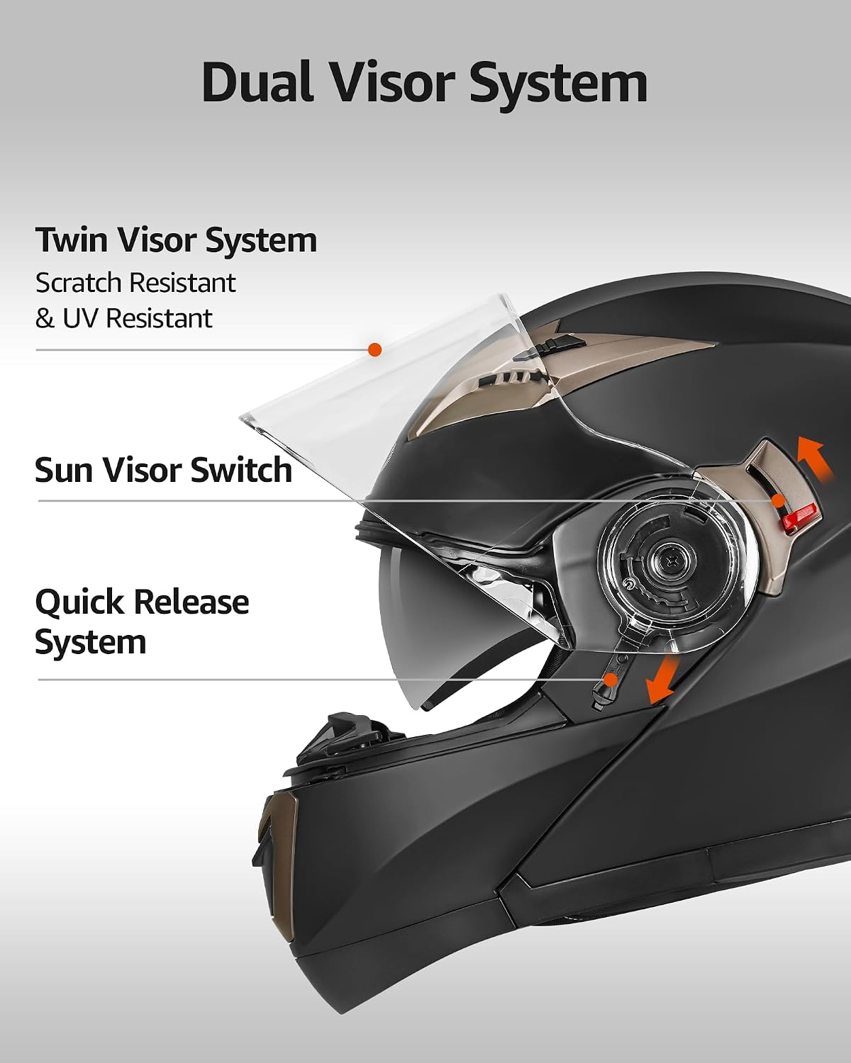 Motorcycle Modular Full Face Helmet DOT Approved - YEMA Helmet YM-925 Motorbike Casco Moto Moped Street Bike Racing Helmet with Sun Visor for Adult Youth Men and Women