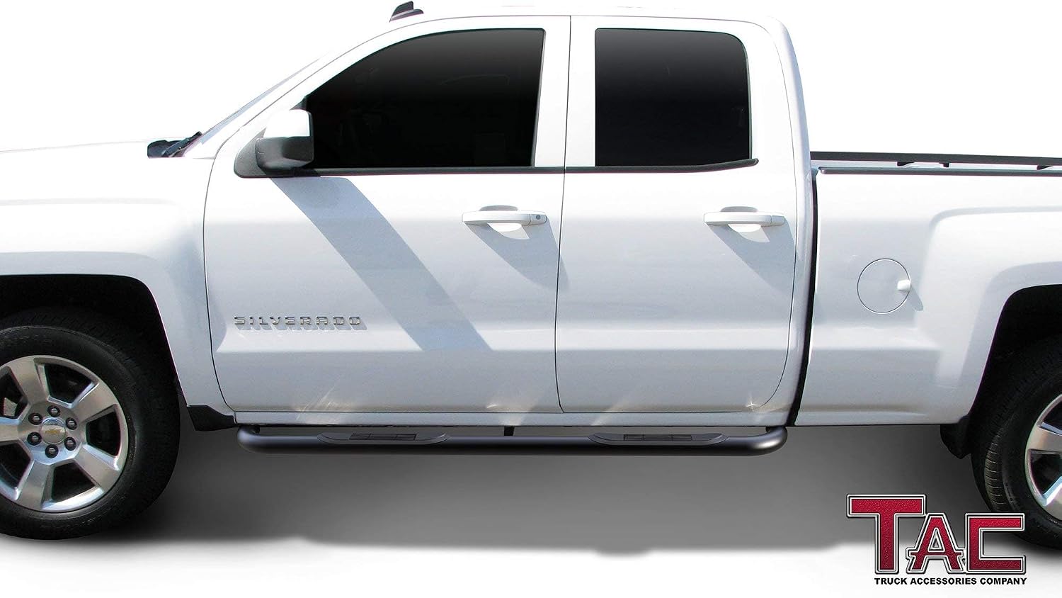 TAC Side Steps Fit Chevy Silverado/GMC Sierra 1999-2018 1500 & 1999-2019 2500/3500 Extended/Double Cab (Excluding C/K Classic) (Body Mount) Truck Pickup 3" Black Side Bars Nerf Bars 2 Pieces