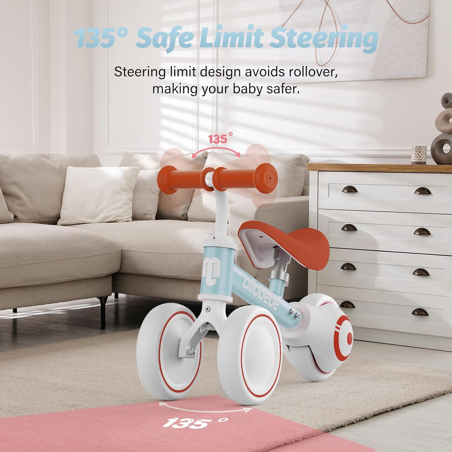 Baby Balance Bike, Cute Toddler Bikes 12-36 Months Gifts for 1 Year Old Girl Bike to Train Baby from Standing to Running with Adjustable Seat Silent & Soft 3 Wheels