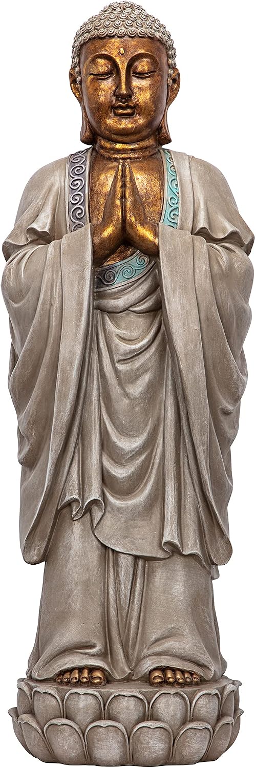 Design Toscano Jolly Hotei Laughing Man Asian Decor Indoor/Outdoor Garden Statue, 26 inches tall, Cast Stone Resin, Two Tone Stone Finish