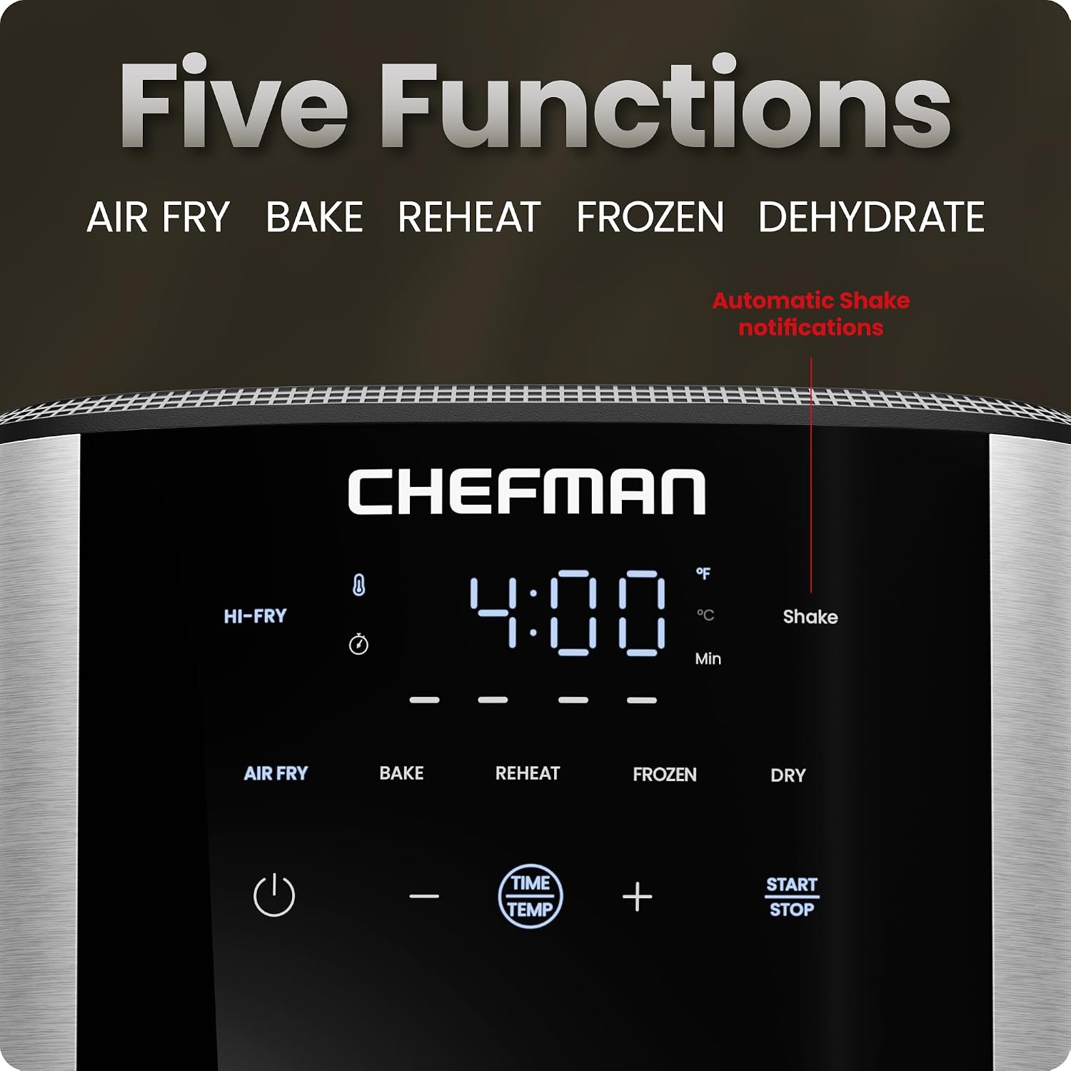 Chefman Air Fryer 8 Qt | TurboFry® 4-in-1 with 450°F Hi-Fry Option for Crispier Results | Bake, Dehydrate
