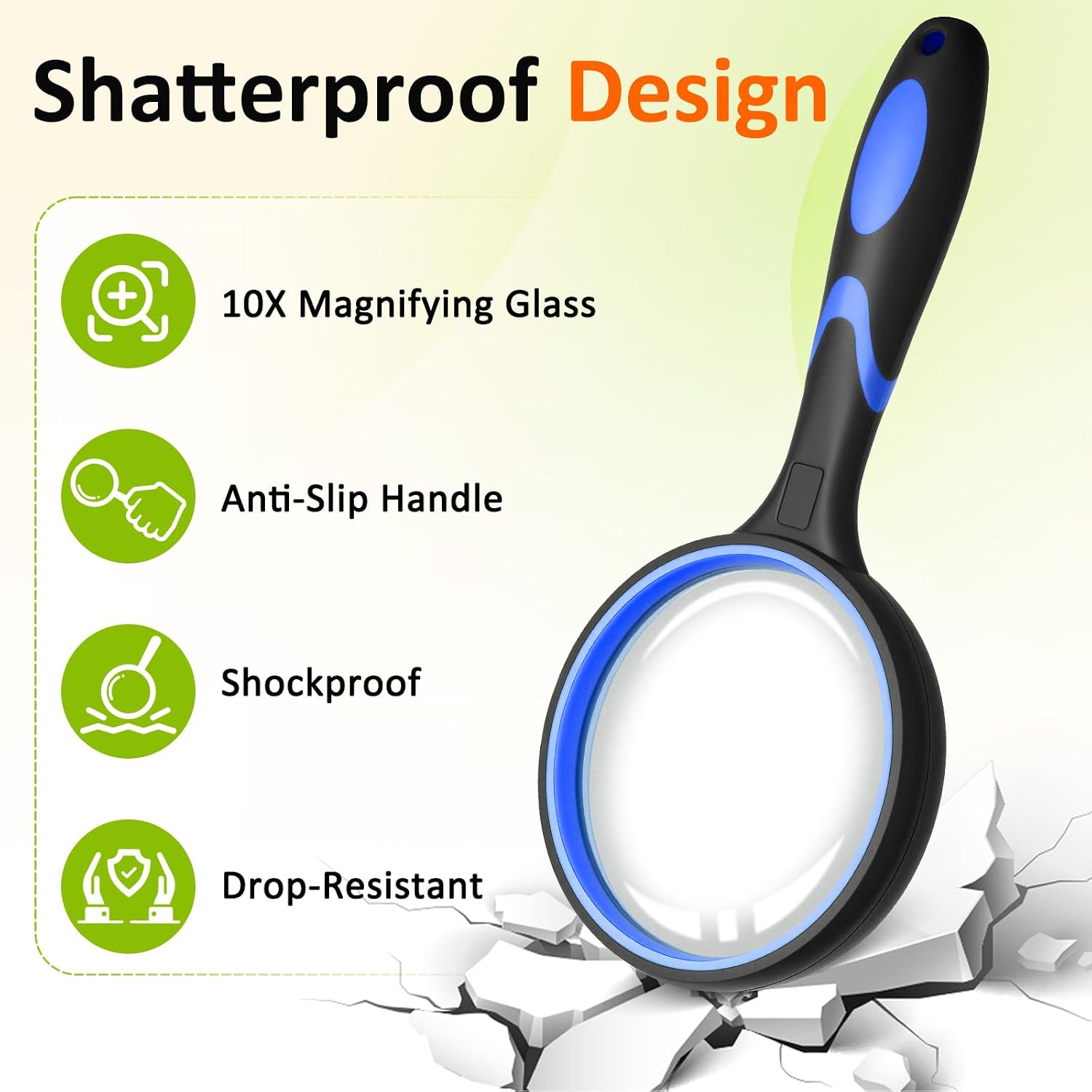 Leffis 3 Pack Magnifying Glass, 10X Reading Magnifier for Kids and Seniors