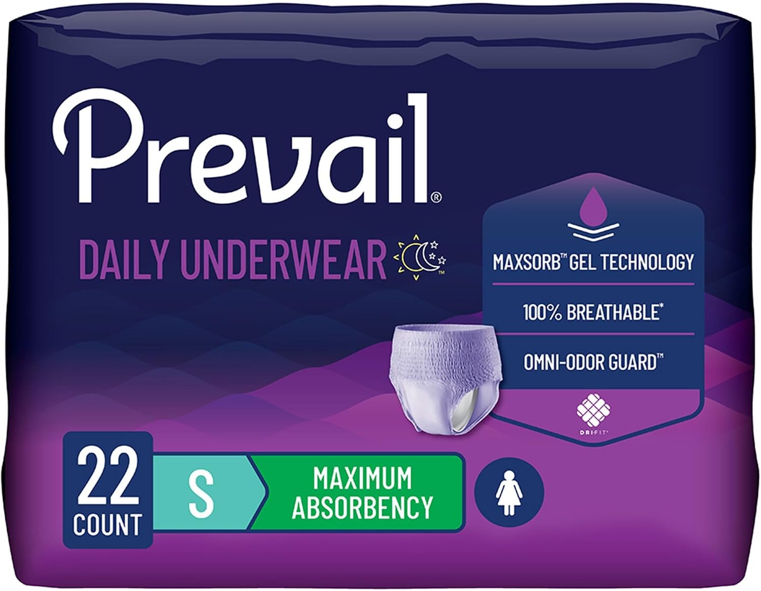 Prevail Daily Underwear Disposable Underwear Female Pull On with Tear Away Seams Medium, PWC-512/1, Maximum, 80 Ct