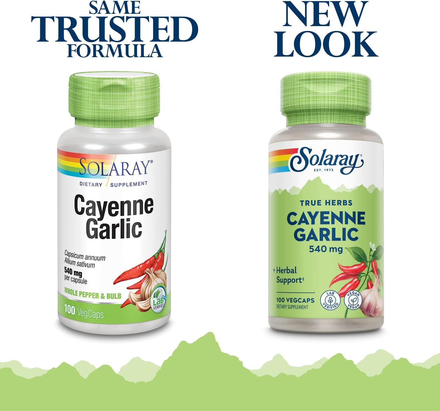 SOLARAY Cayenne Garlic 540 mg - Cayenne Pepper and Garlic Supplements with Capsaicin - Supplying 40, 000 Heat Units - Non-GMO Project Verified, Vegan