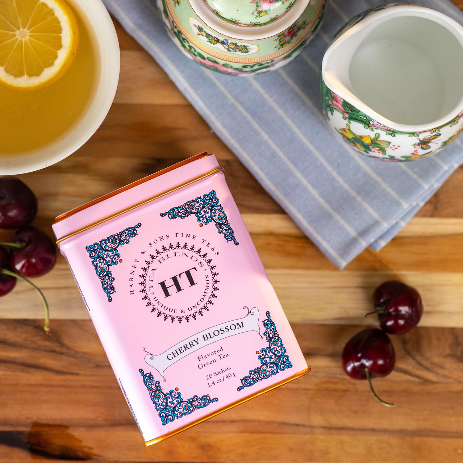 Harney & Sons HT Organic Supreme Green Tea, 20 Sachets, Tea Tin | Organic green tea with 20 sachets in a reusable tea tin. Caffeinated.
