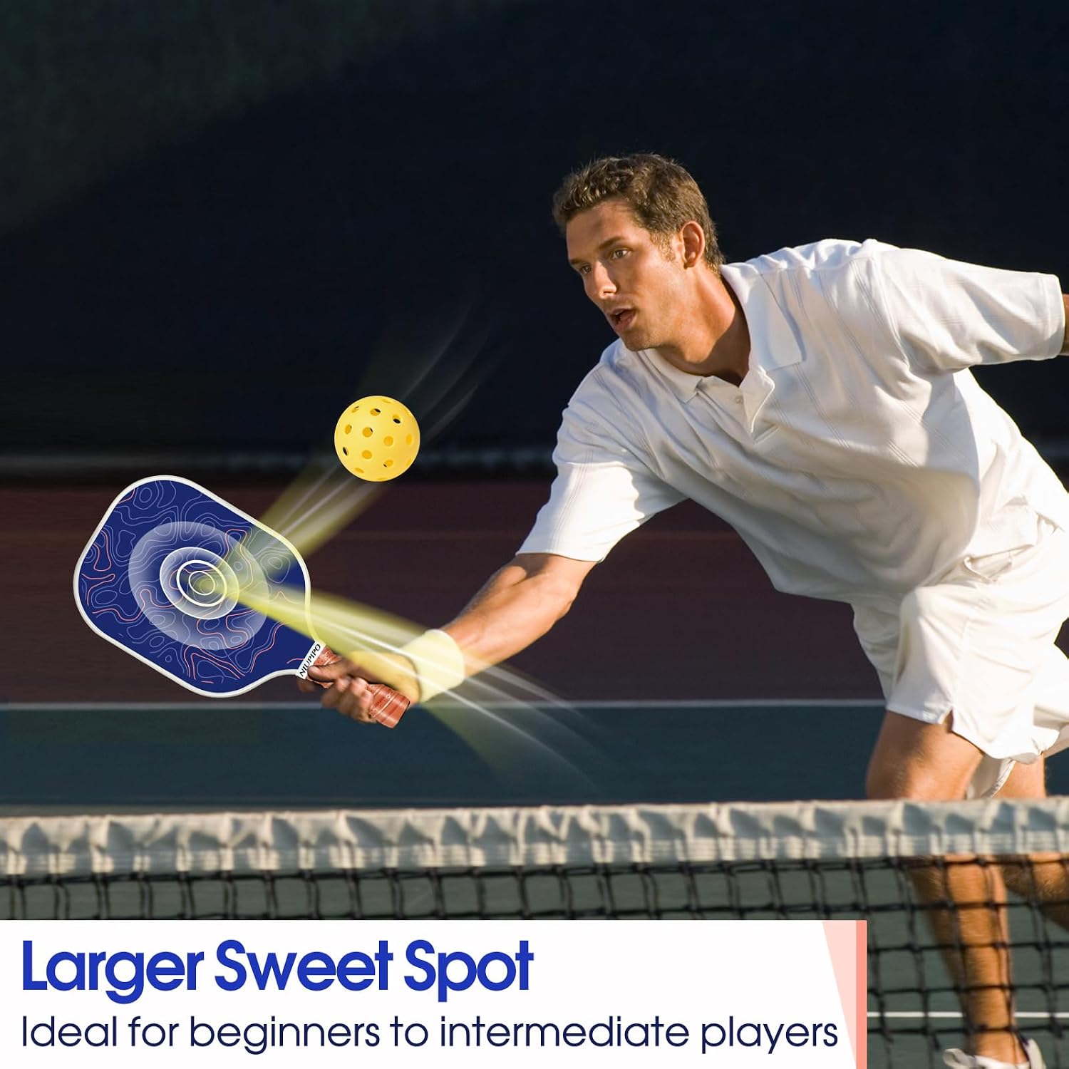 niupipo Pickleball Paddles Set of 2 or 4, USAPA Approved Fiberglass Pickleball Paddle Set with Balls and Bag, Polypropylene Honeycomb Core