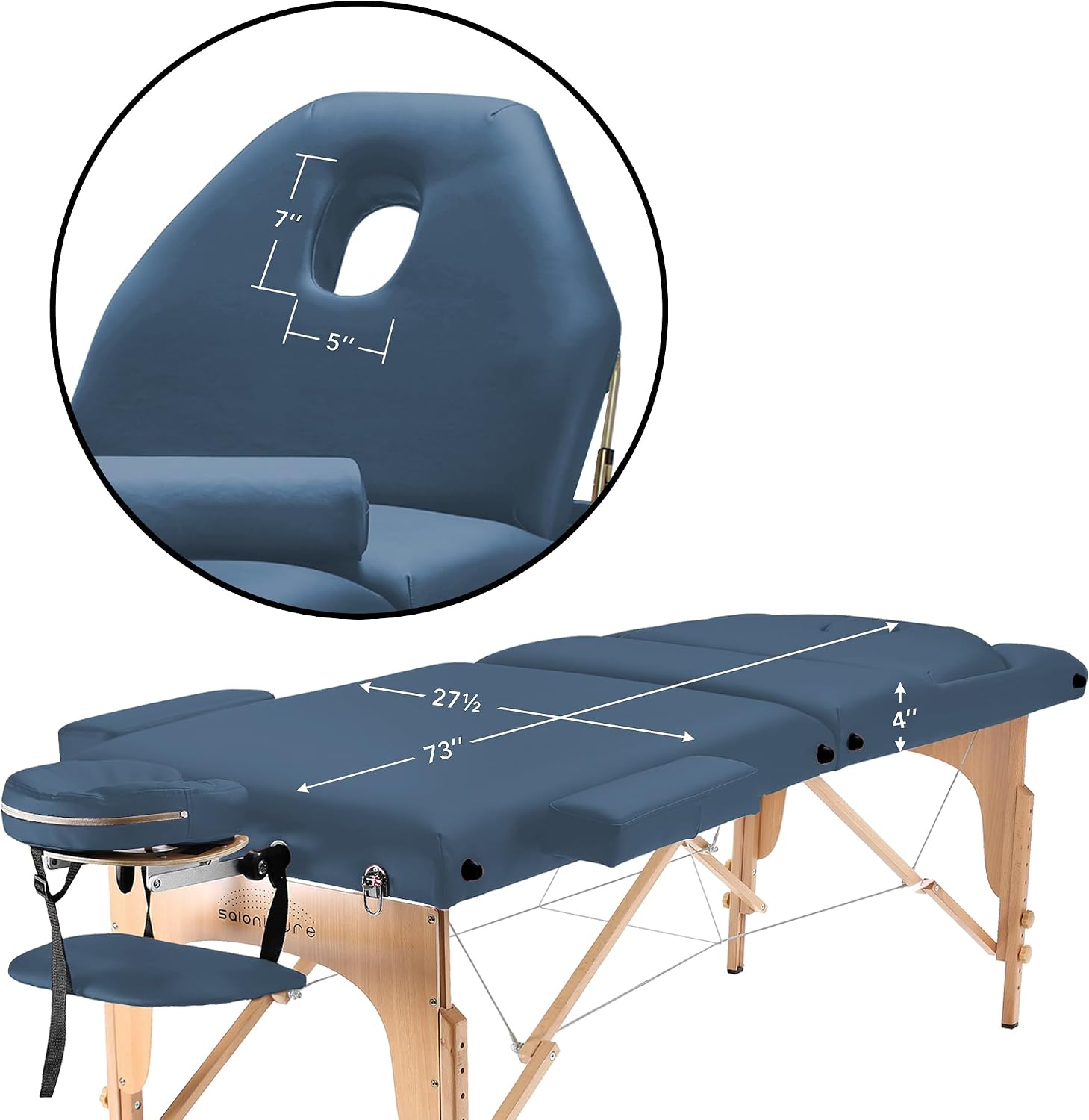 Saloniture Professional Portable Massage Table with Backrest - Black