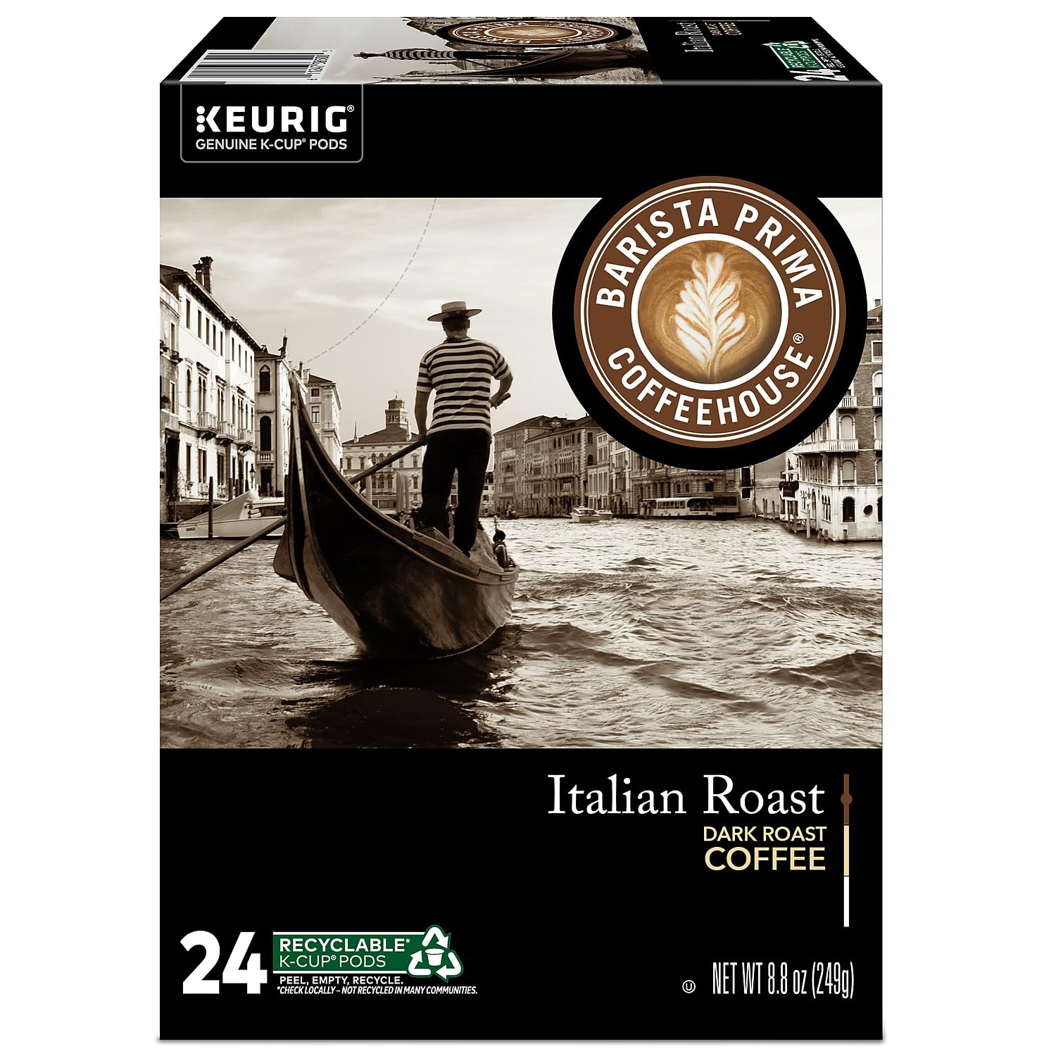 Barista Prima Coffeehouse Medium Dark Roast Extra Bold K-Cup for Keurig Brewers, Colombia Coffee 24 count (Pack of 4) (Packaging May Vary)