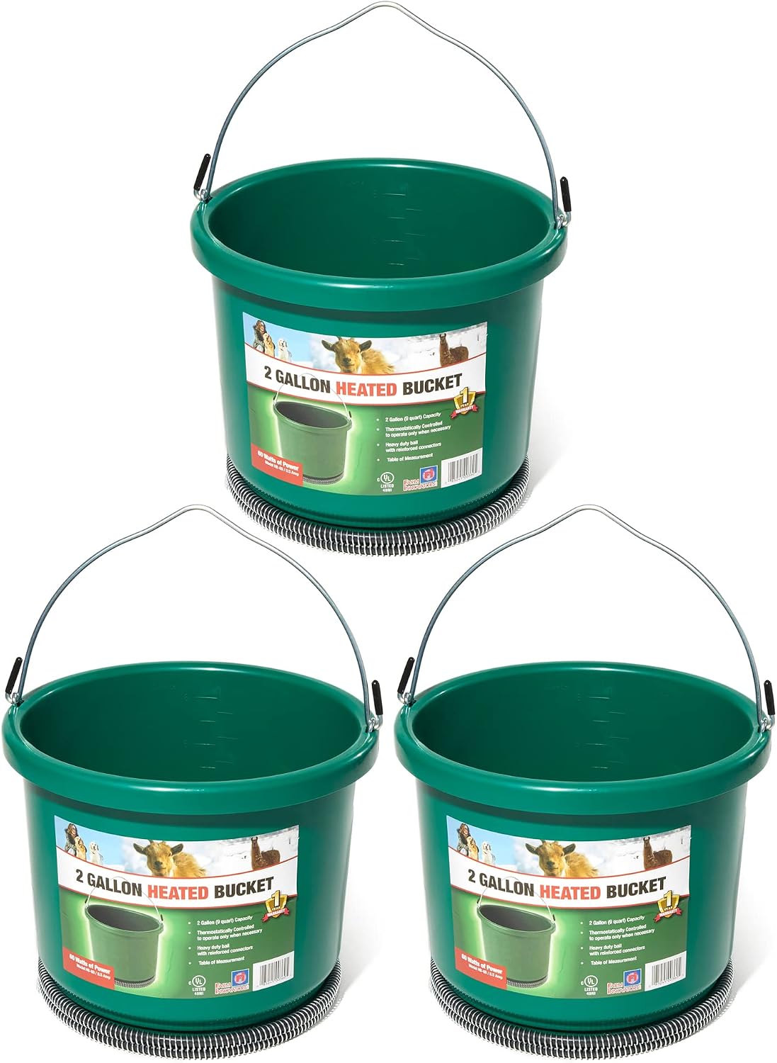 Farm Innovators Heated Water Bucket, 200W Heating Power - 16 Gallon Plastic Bucket with Replaceable Heating Element for Livestock Watering & Feeding | Thermostatically controlled to operate only when necessary, large 16-gallon capacity, anti-chew cord
