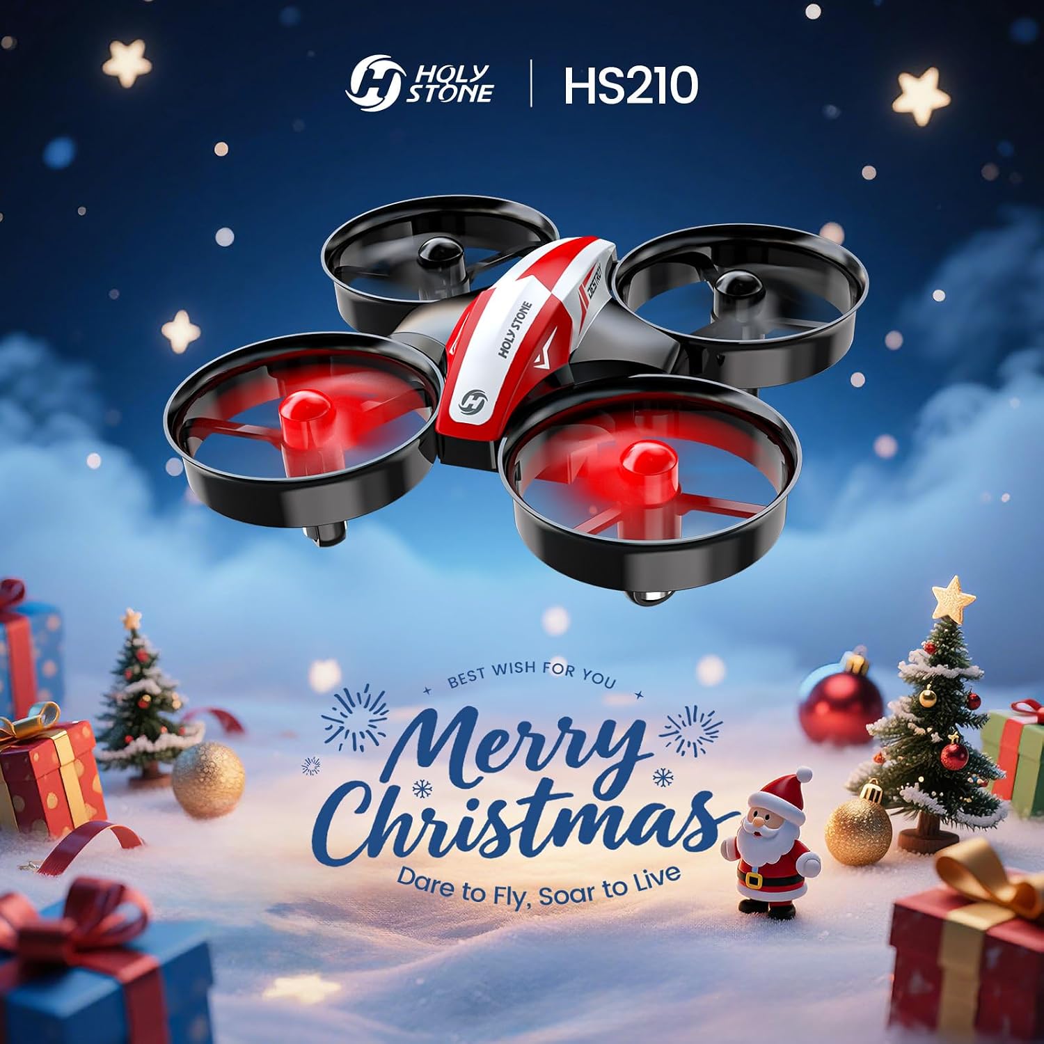Holy Stone Mini Drone for Kids and Beginners RC Nano Quadcopter Indoor Small Helicopter Plane with Auto Hovering, 3D Flips, Headless Mode and 3 Batteries, Great Gift Toy for Boys and Girls, HS210 Blue