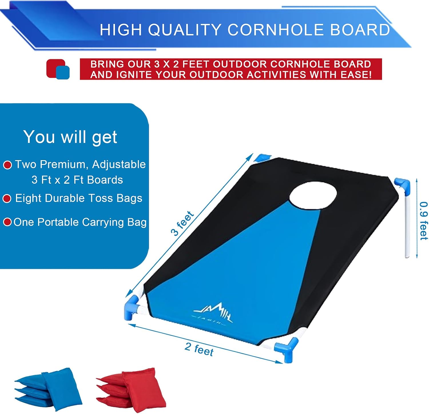 Himal Outdoors Portable Cornhole Board Set 3 x 2-feet