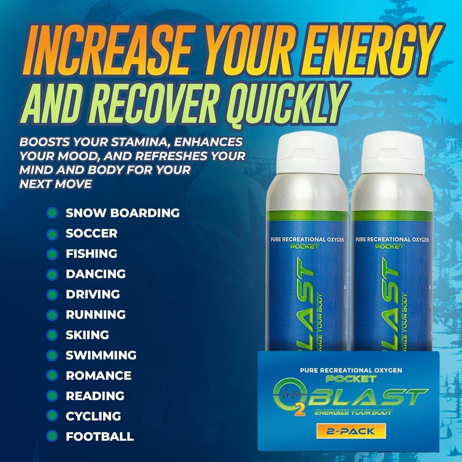 O2 Blast - 4L Portable Oxygen Can with Flip-Top Cap, Compact Design, 6-Pack