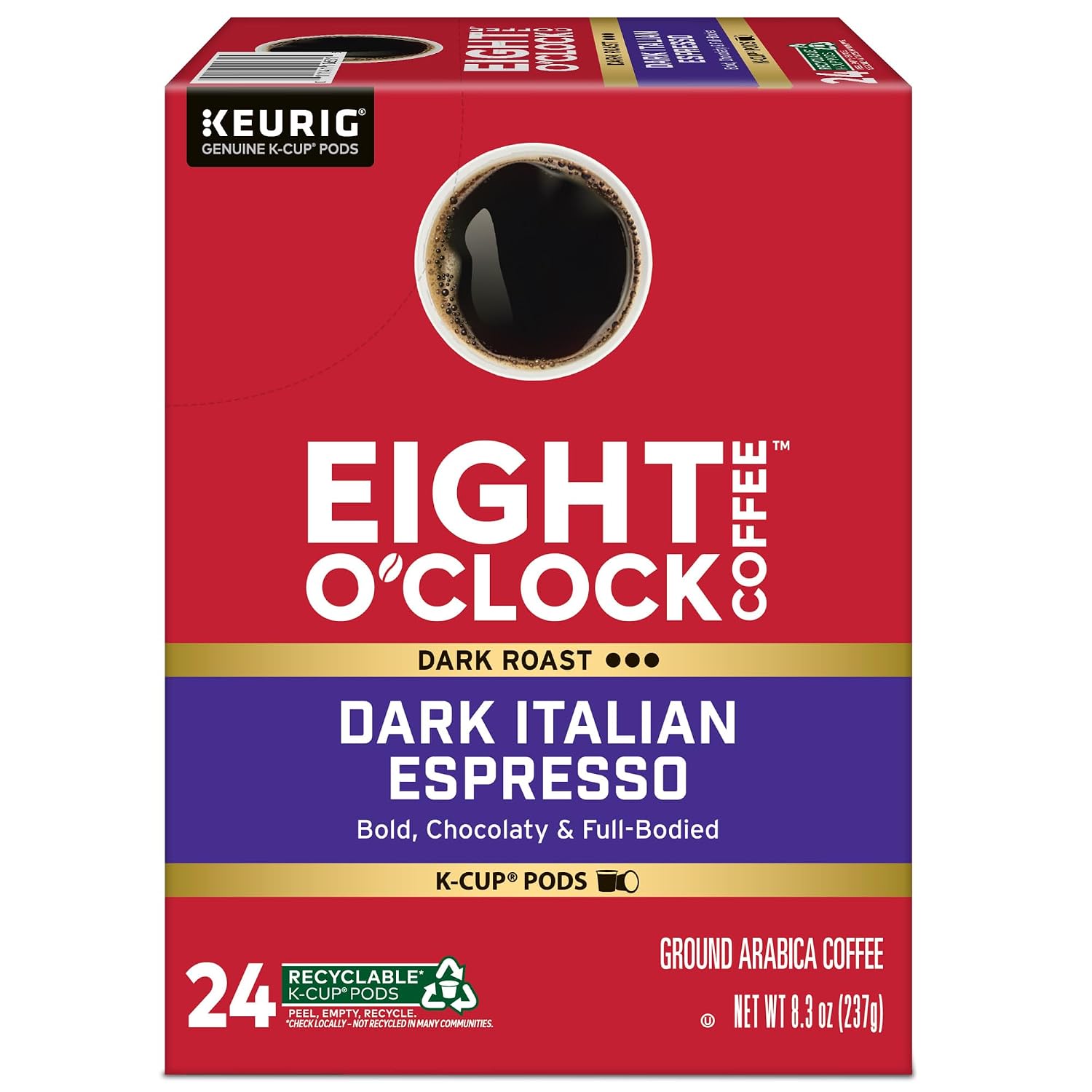 Eight O'Clock Coffee The Original, Single-Serve Keurig K-Cup Pods, Medium Roast Coffee Pods, 72 Count