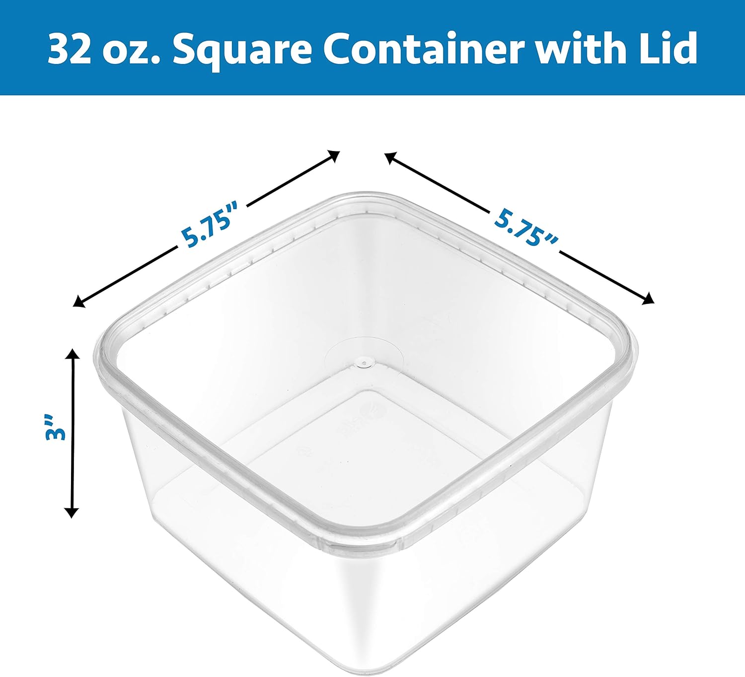 NYHI 32 oz 20 Pack Square Clear Deli Containers with Lids Disposable BPA Free Square Plastic Food Storage Containers with Lids Airtight for Meal