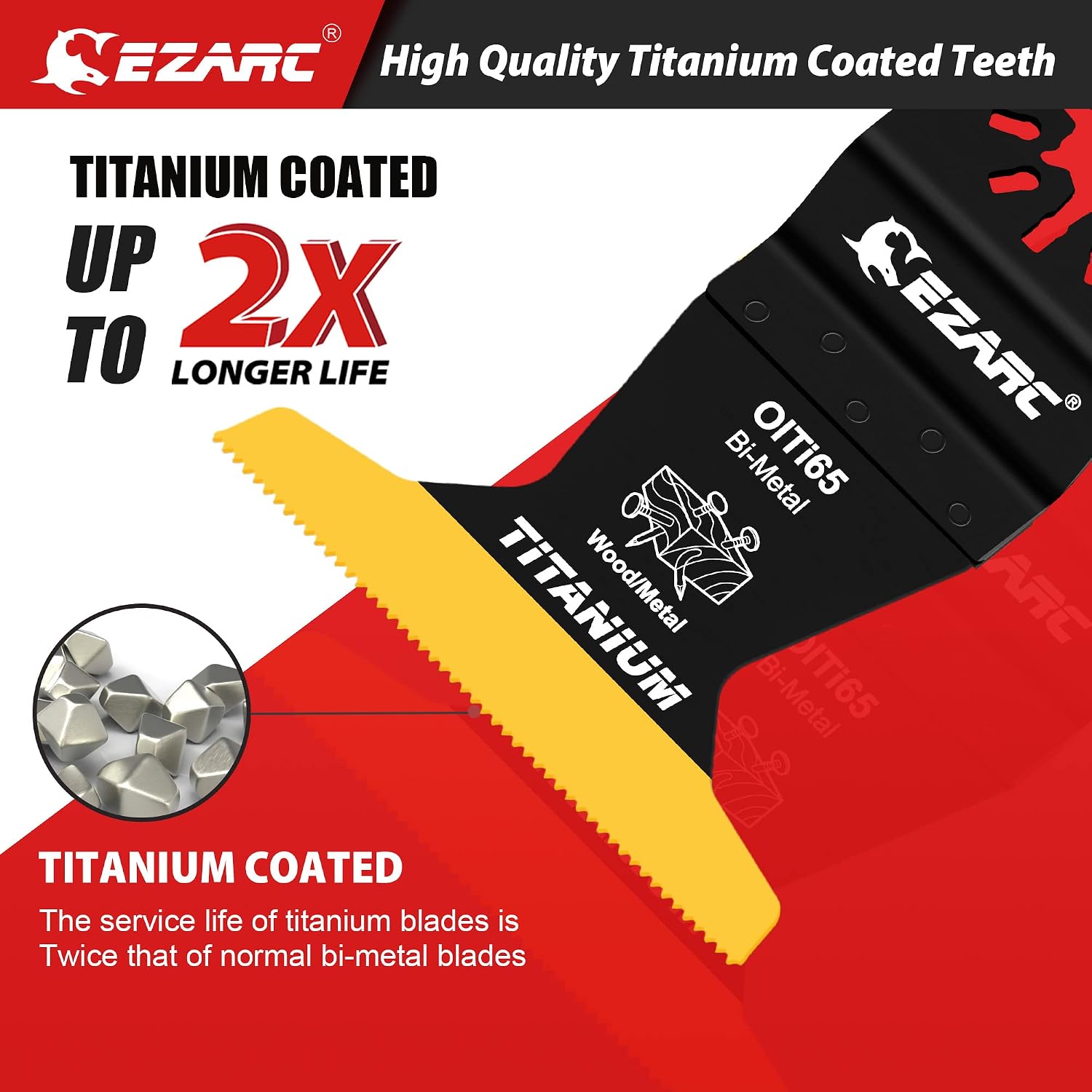 EZARC Titanium Oscillating Tool Blades, Oscillating Multitool Blades for Metal, Wood Nails, Screws Cutting, Plastic, 3 Pack