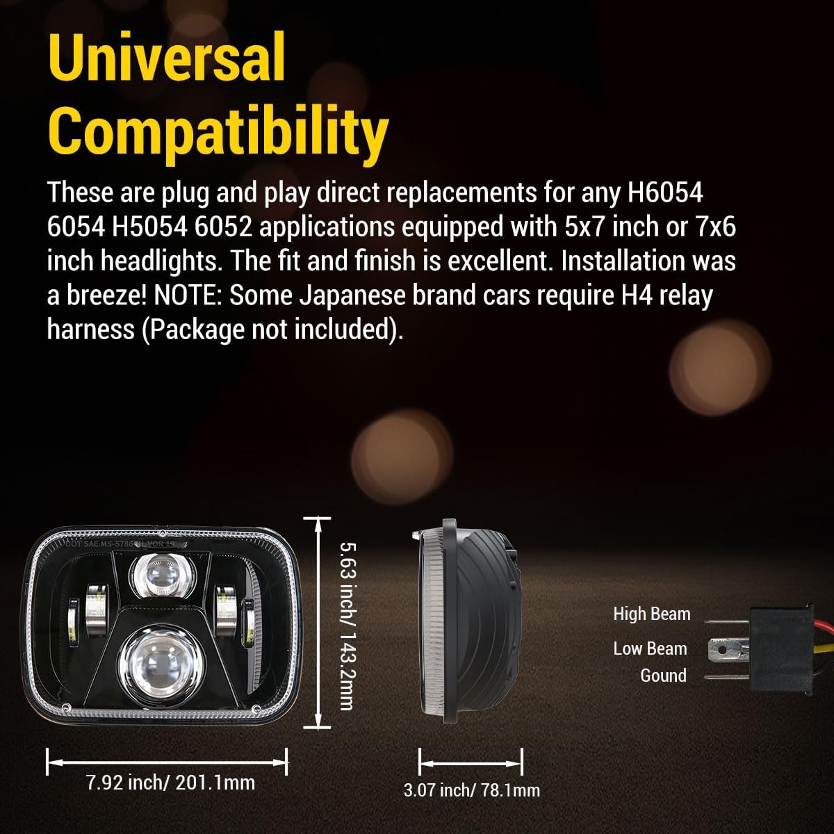 5x7 7x6 inch LED Headlights
